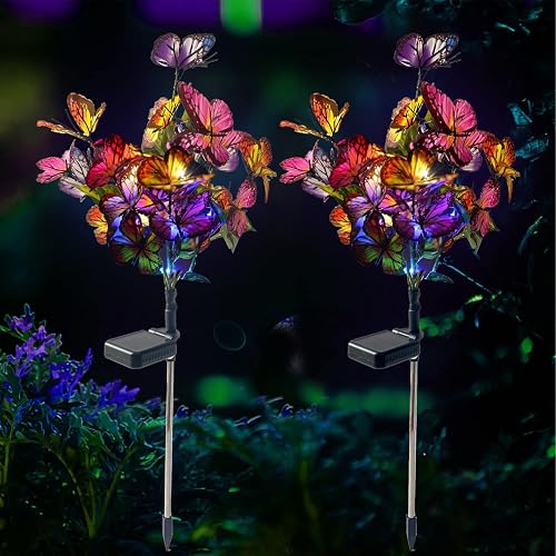 Solar Lights Outdoor Garden Decorative Solar Stake with 2 Pack Decor Powered Waterproof for Garden Yard Pathway