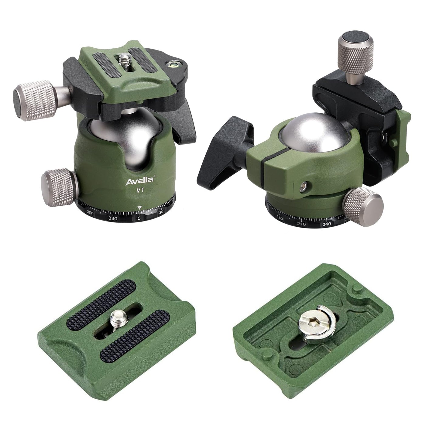 Avella V1 DSLR Camera Tripod Ball Head 38MM, 360 Degree Swivel,U-Shaped Groove Design, for Canon Nikon Sony Olympus Panasonic DSLR Camera-Green