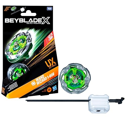 Beyblade X Wand Wizard 1-60R UX Starter Pack Set with Attack Type Top and Launcher; Authentic Takara Tomy Battle Tops Games/Toys for Boys and Girls 8+