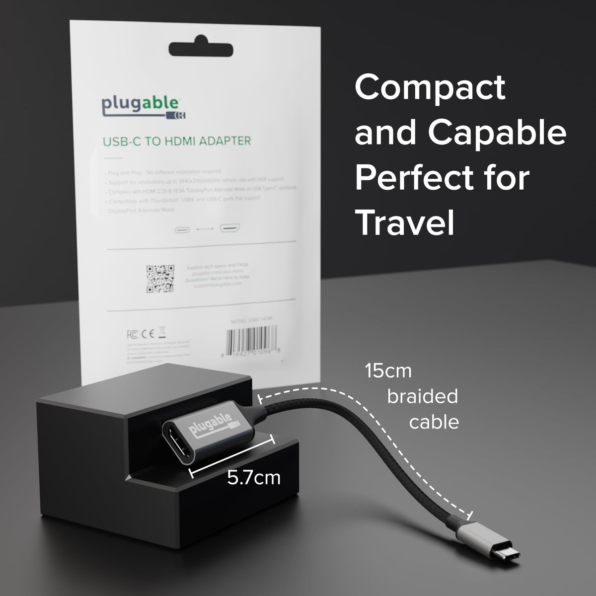 Plugable USB C to HDMI Adapter, HDMI 2.0, USB4 / Thunderbolt Adapter