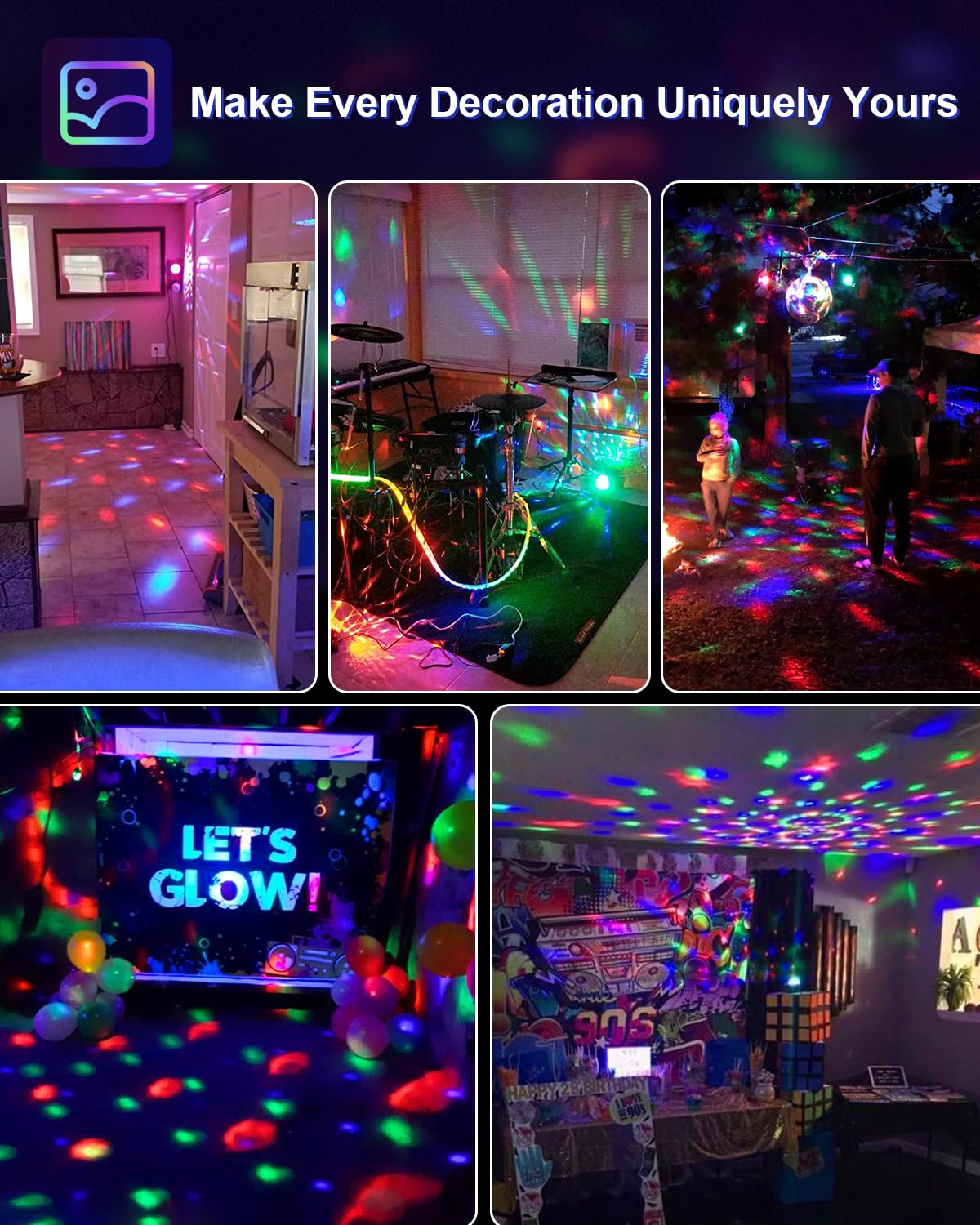 Luditek Sound Activated Party Lights with Remote DJ Lighting, Disco Ball Strobe Stage Light for Home Room Dance Parties Birthday Karaoke Stocking