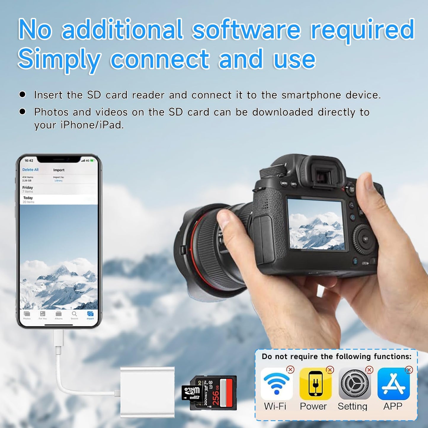 USB C SD Card Reader for iPhone 15/16/17/Mac/iPad,Dual Card Slot Memory Card Reader Supports SD and TF Card Trail Camera Viewer SD Card Adapter
