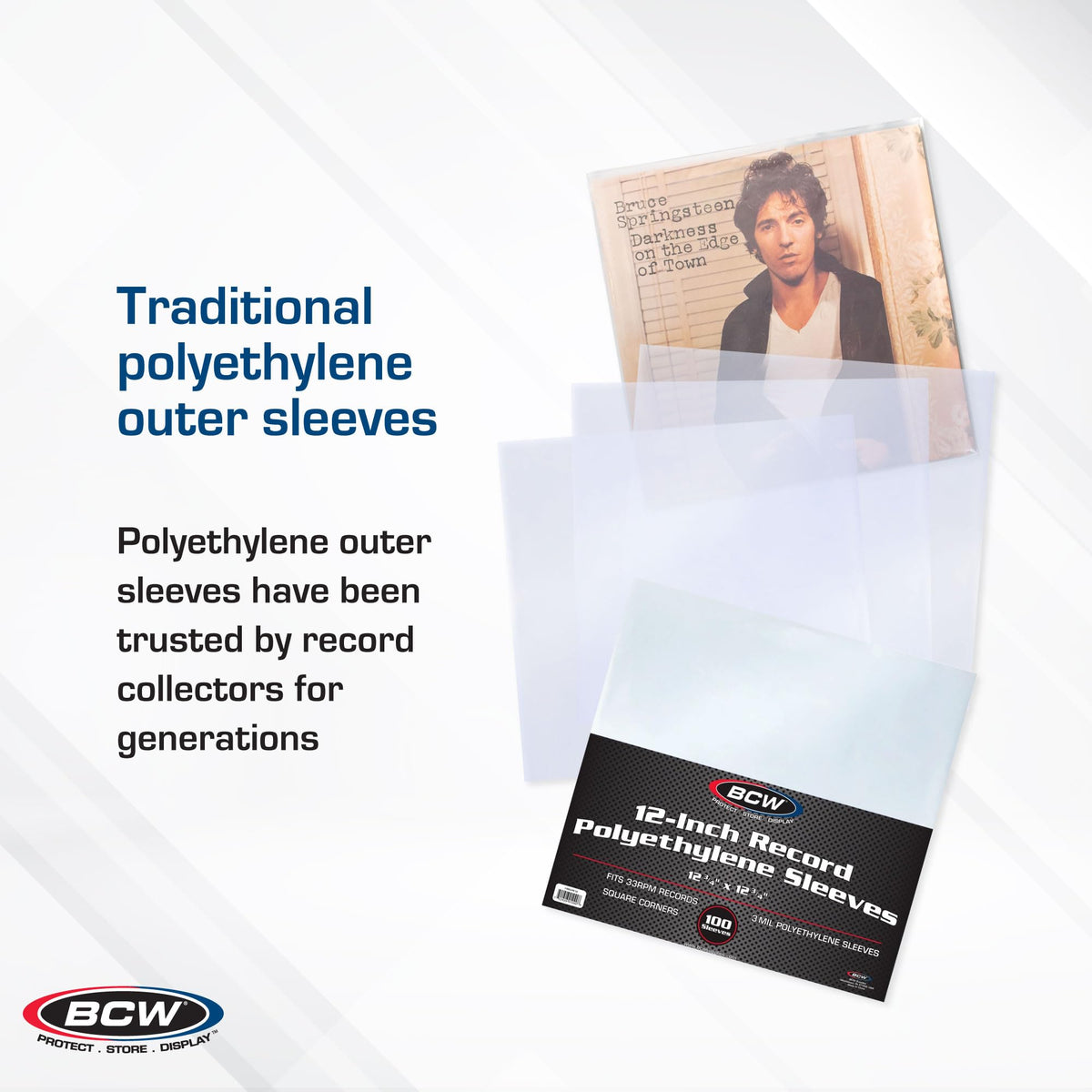 BCW Vinyl Record Sleeves |100-Pack for 12" LPs | Archival-Quality Vinyl Protective Sleeves for Single & Double Albums