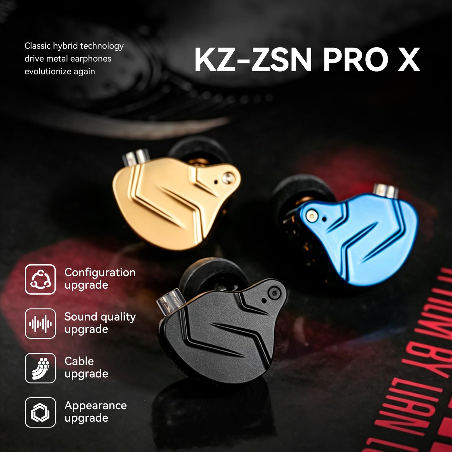 KZ ZSN PRO X Gaming Earbuds, HiFi in Ear Monitor IEM Headphones,1BA 1DD Earbud Headphone Dual Driver Drummer Musician Earphone Stereo Headset