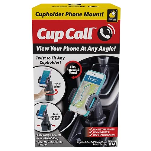 BulbHead Official As Seen On TV Cup Call Cup Holder Phone Mount for Car Adjustable Cell Phone Holder Fits Any Phone in Any Cup Holder - Rotates 360°