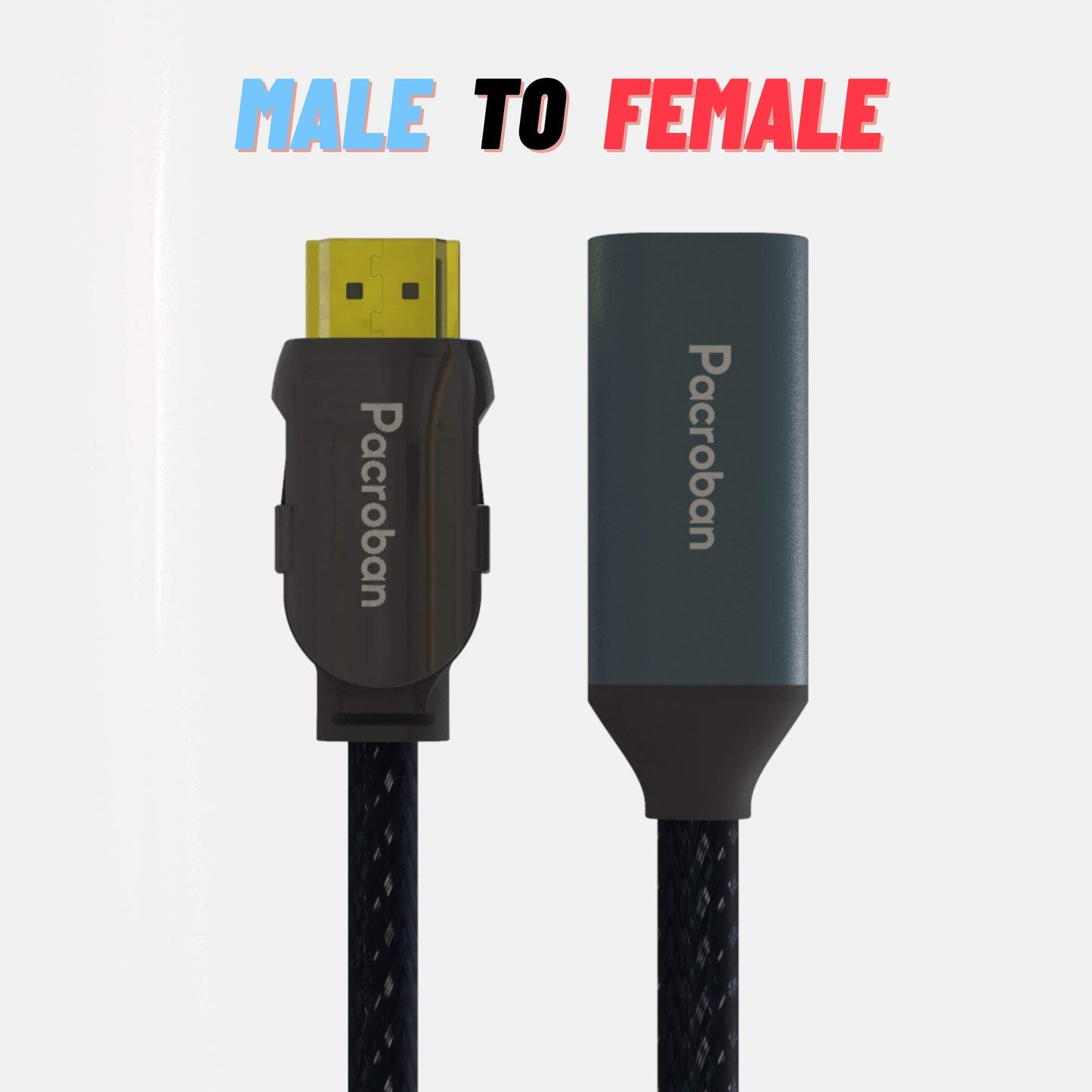 Pacroban HDMI Extension Cable 6ft - eARC & Dolby Atmos, HDMI 2.1, 8K@60Hz, 4K@120Hz, 48Gbps Ultra High Speed, | Male to Female HDMI Cable for Roku