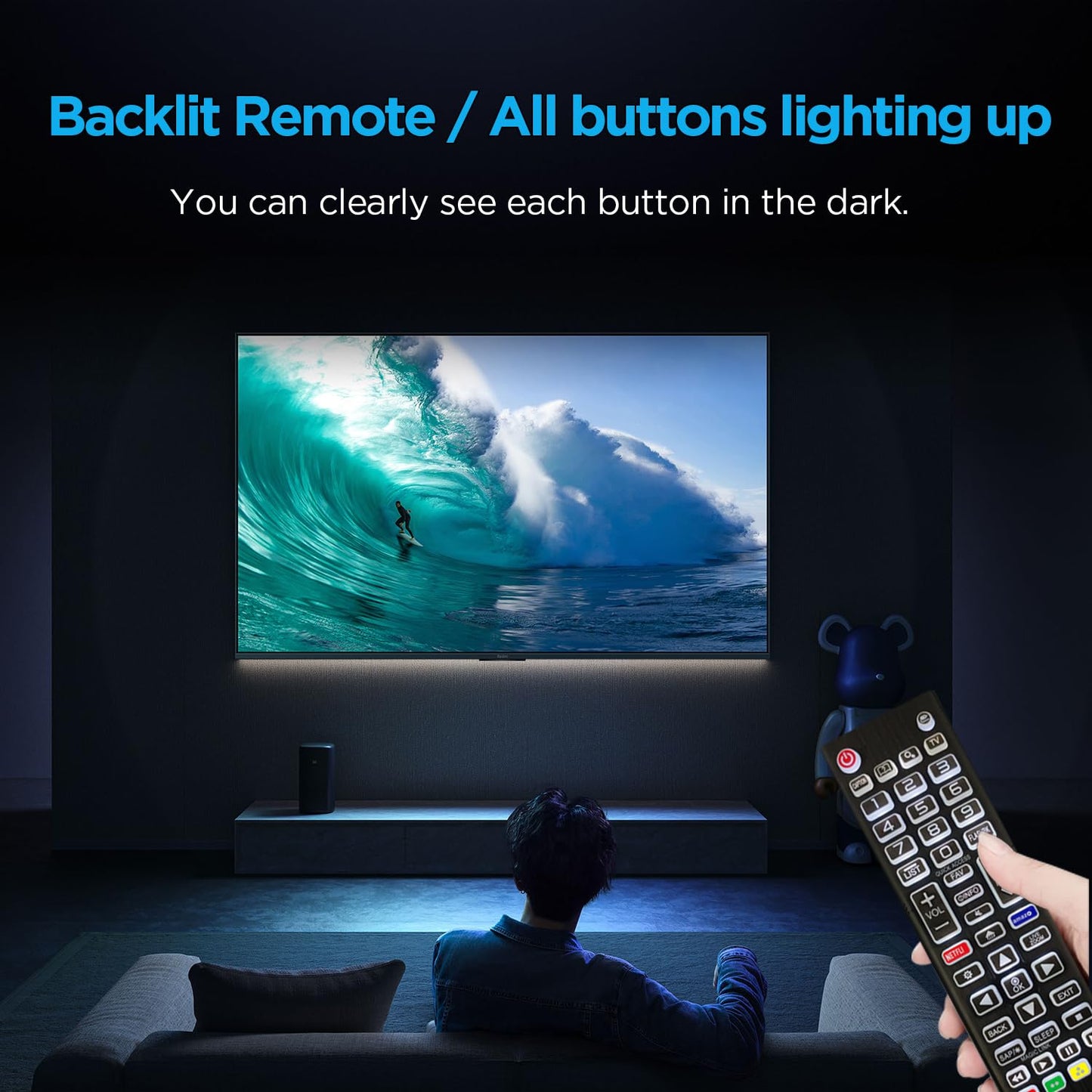Replacement Backlit Remote Control for LG Smart TV, for LG LCD LED HD UHD OLED QNED NanoCell 4K 8K Series TVs (All Buttons Lighting Up)