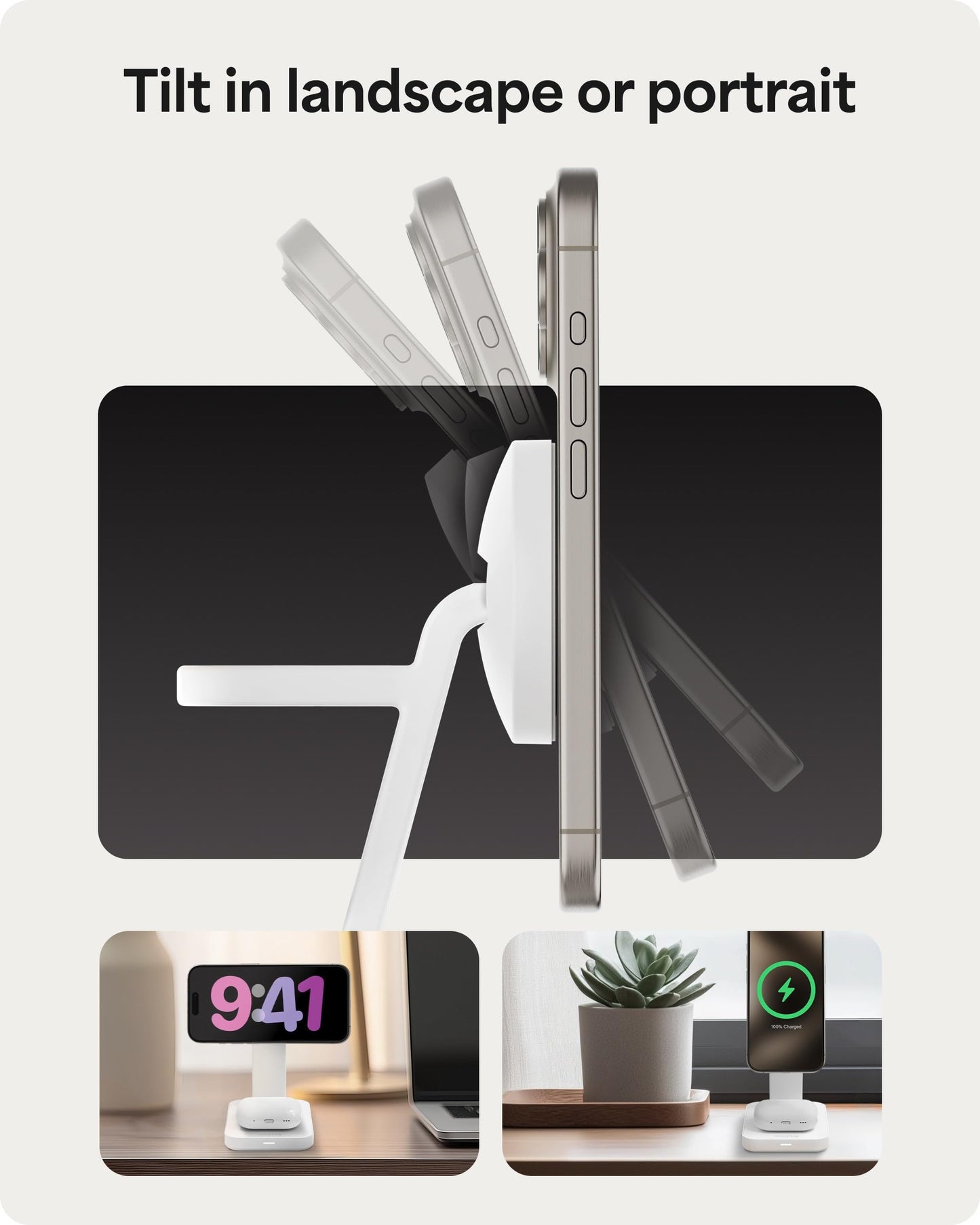 Mophie Snap+ 3-in-1 Wireless Charging Stand - MagSafe & Qi2 Certified, Compatible w/iPhone 17/16/15/14/13/12, Apple Watch, AirPods - Multi-Device