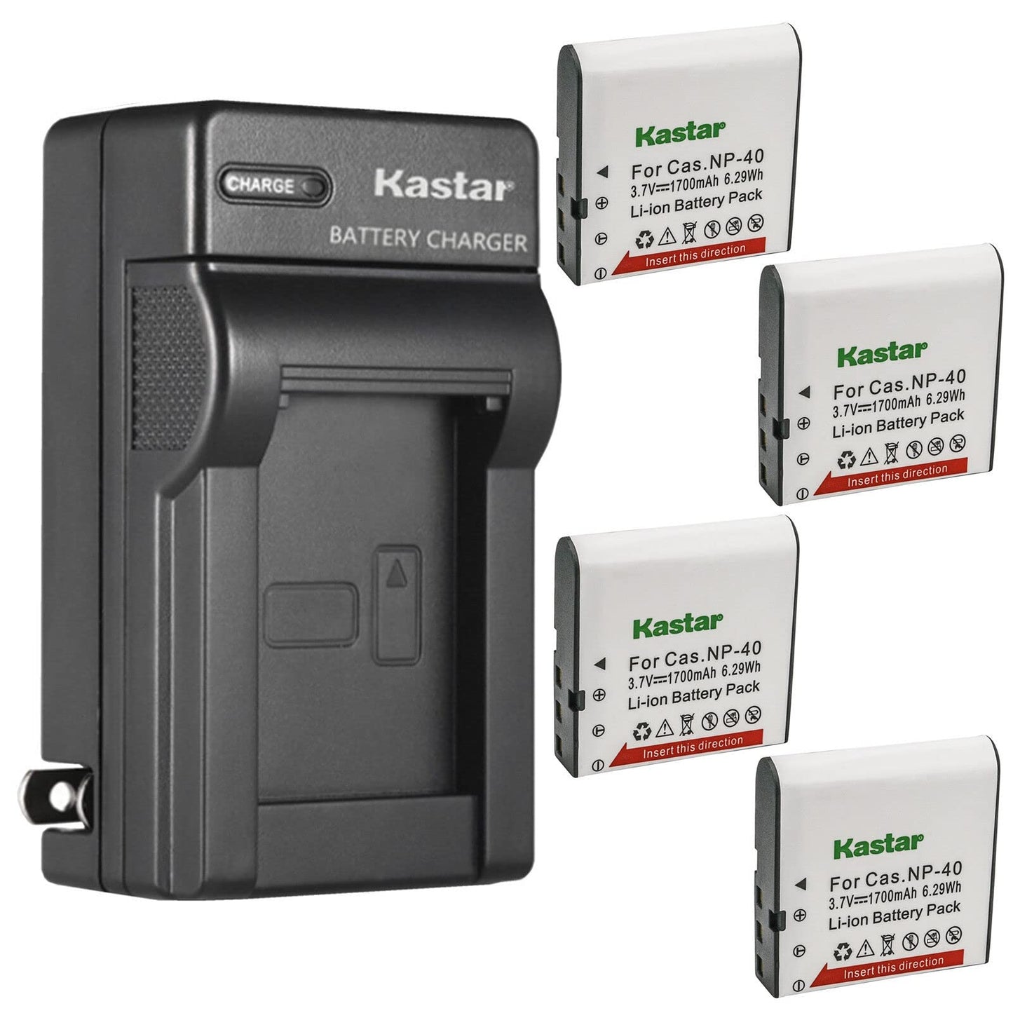 Kastar 4-Pack NP-40 Battery and AC Wall Charger Replacement for Minolta MN4K100Z 4K Ultra HD, Minolta MN4K30NV 4K Ultra HD / 30 MP, Minolta MN100HDZ