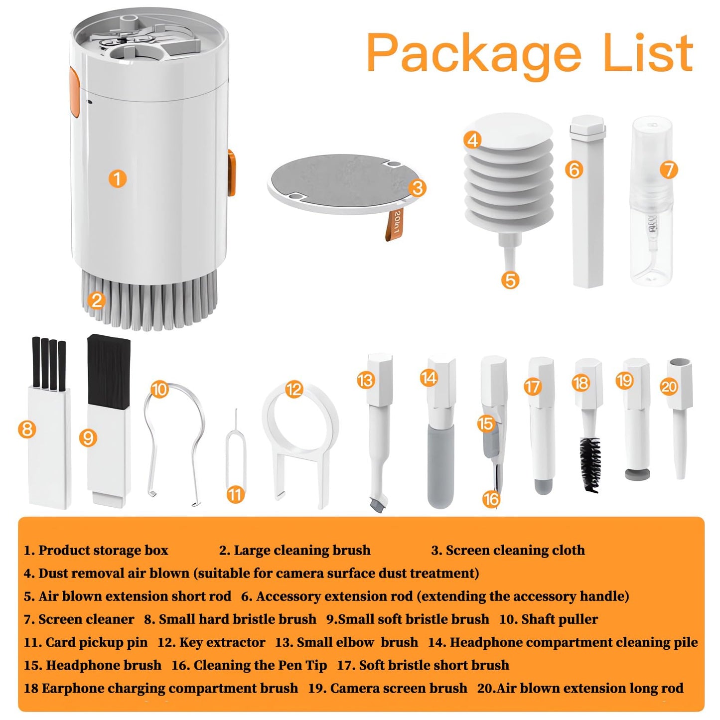 ANTDEG 20In1 Airpod Cleaner Kit, Laptop Phone Screen Cleaner Kit,Keyboard Brush,iphone Cleaning Kit,Cleaning Spray for iPhone AirPods MacBook