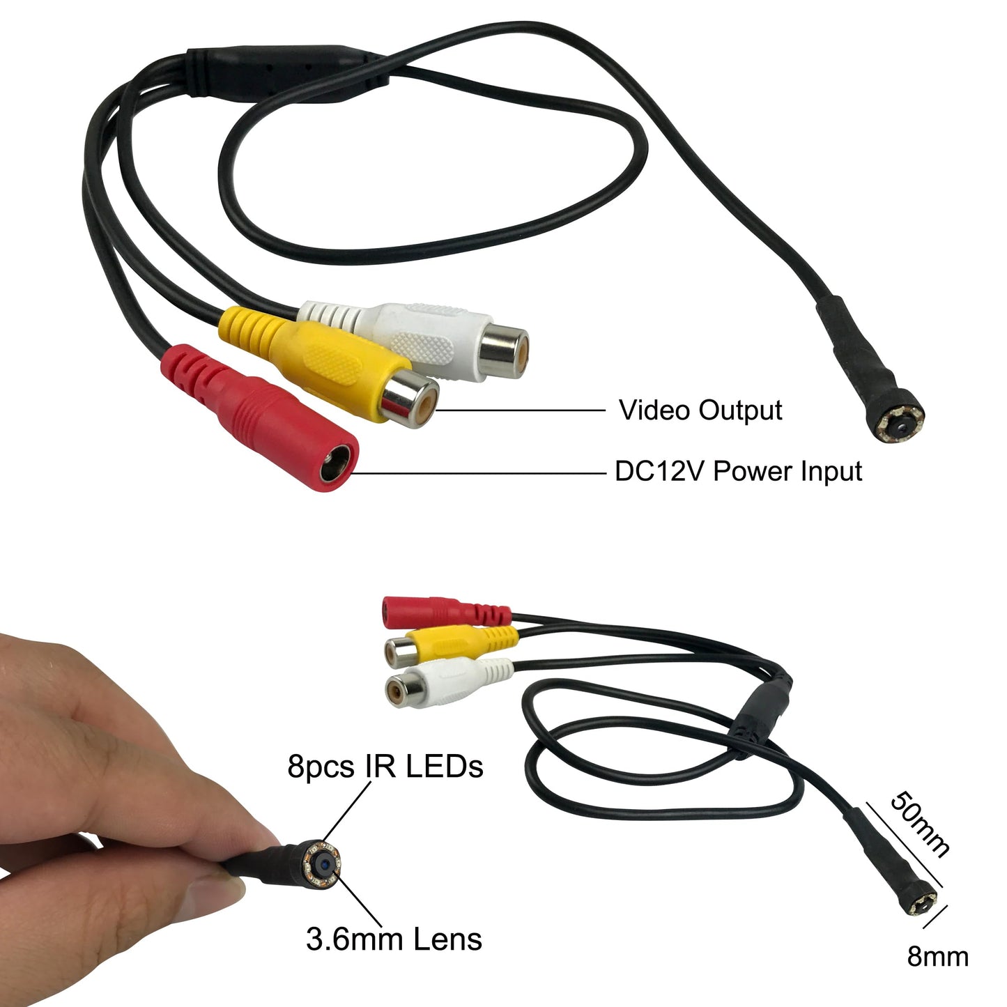 Vanxse® CCTV Mini Security Camera Hd 3.6mm 90degree 1000tvl 6PCS Infrared IR LEDs Night Vision Pipe Snake Inspection Camera Mini CCTV Surveillance