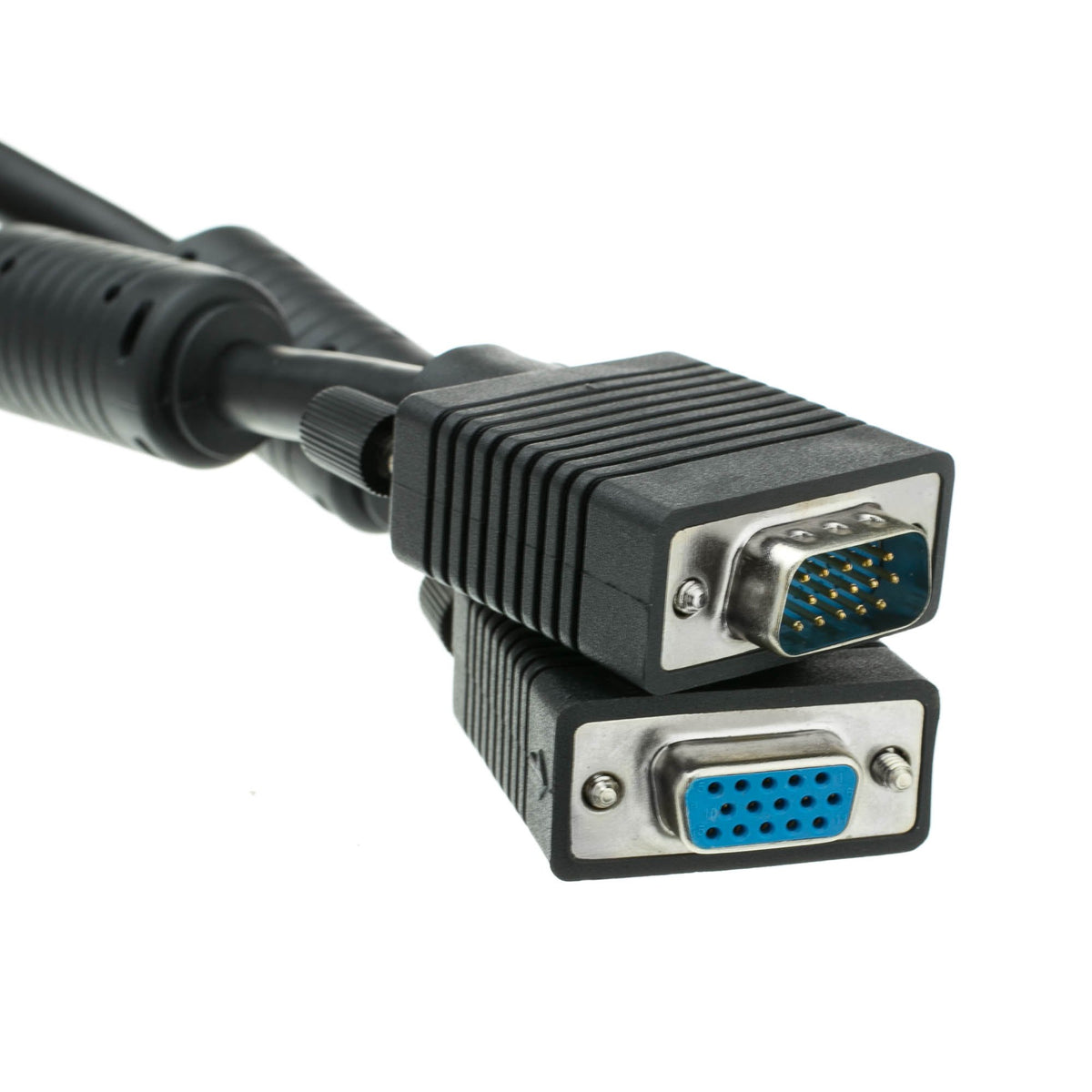 CableWholesale VGA Extension Cable SVGA Male to Female HD15 Male to HD15 Female Double Shielded Monitor Video Coaxial Cable with Ferrite core for PC