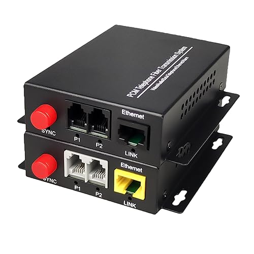 Hebbeko 2 Channels POTS Telephones and 10/100Mbps Ethernet Over Fiber Optic Extenders FC-FC Singlemode up 20Km Support Called id Ring and Fax No Delay