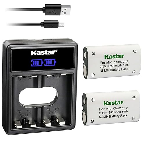 Kastar 2-Pack XBOX1 2500mAh N-i-MH Battery and LCD Dual USB Charger Replacement for Microsoft Xbox One, Xbox One S, Xbox One X, Xbox One Elite