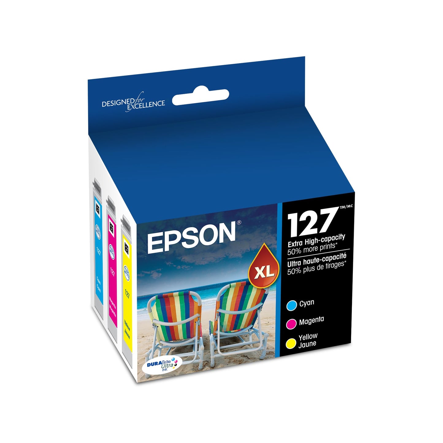 Epson 127 DURABrite Ultra Ink Color Combo Pack for NX-530, 625, WF-3520, 3530, 3540, 545, 60, 630, 633, 635, 645, 7010, 7510, 7520, 840, 845