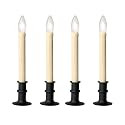 Celestial Lights Set of Four Adjustable Height Battery Operated LED Window Candles with Daily Timer Ivory Candle Stick. (Black Oynx)