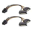 Atneway 6 Pin PCIe to Dual SATA 15 Pin Male Power Cable, 2X 15-Pin SATA Male to 6 Pin PCI-Express Female Video Card Power Adapter Cable (20CM/8inch)