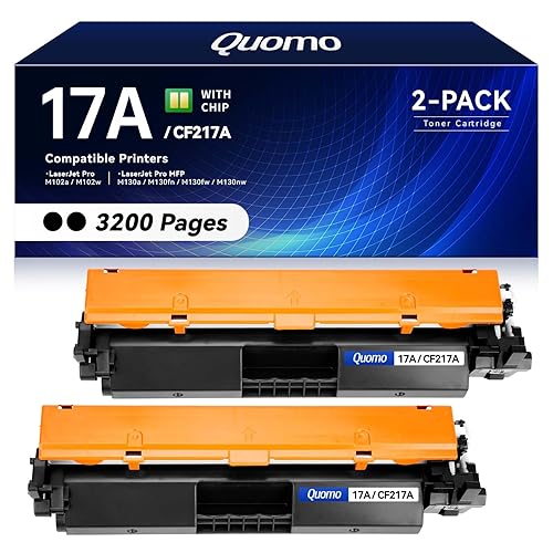 17A Black Toner Cartridge 2-Pack with Chip Replacement for HP 17A CF217A CF217X Toner Compatible for HP LaserJet Pro M102w M102a MFP M130fn M130nw