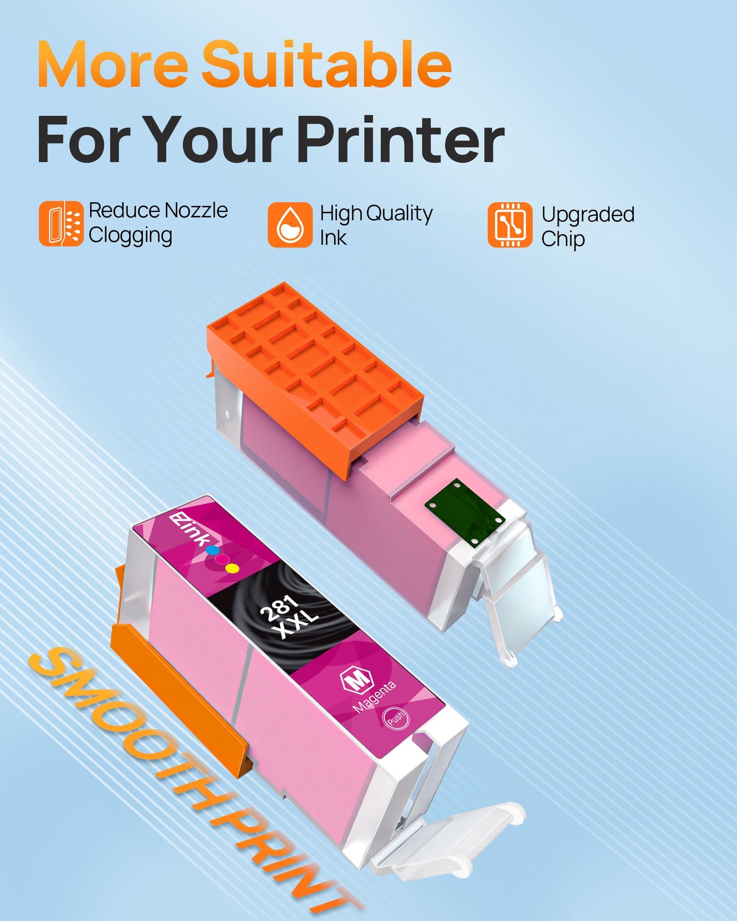 E-Z Ink Compatible Ink Cartridge Replacement for Canon 281XXL CLI-281XXL to use with TR8620a TR8620 TS702a TS9520 TS9521C TR8520 TS6220 TS6320 TS8220