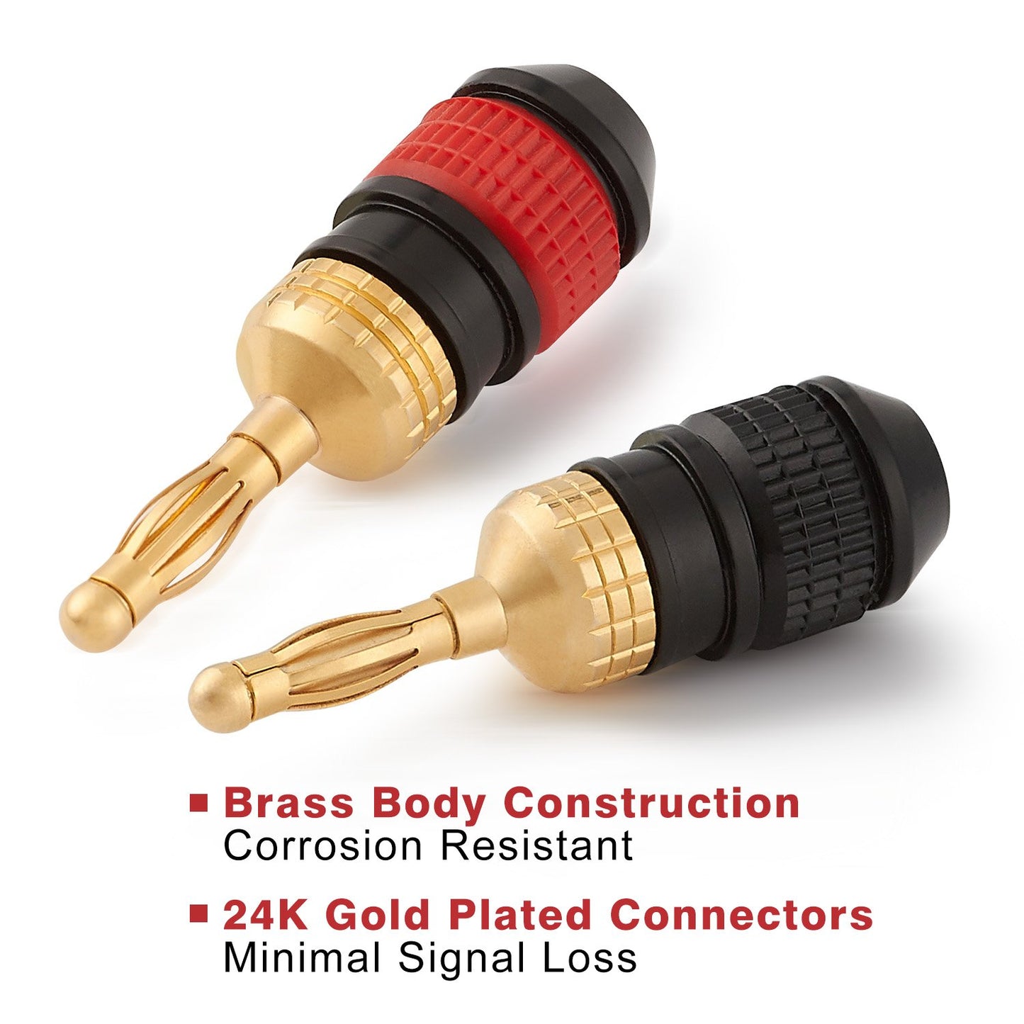 WGGE WG-008 24K Gold Safety Connector Banana Plugs (6 Pairs (12 Plugs))