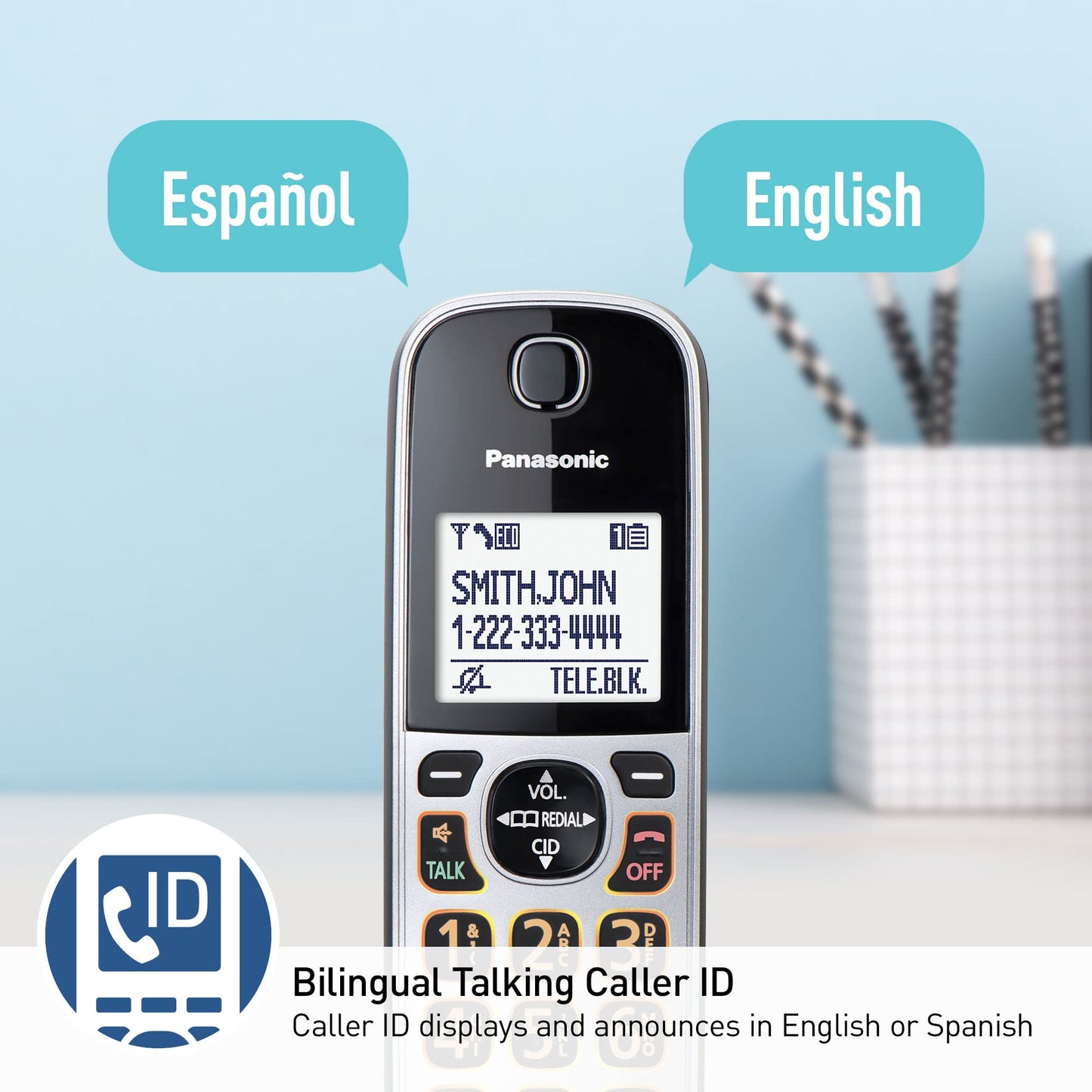 Panasonic Expandable Cordless Phone System, Bluetooth Pairing for Wireless Headphones and Hearing Aids, Smart Call Block, Bilingual Talking Caller ID