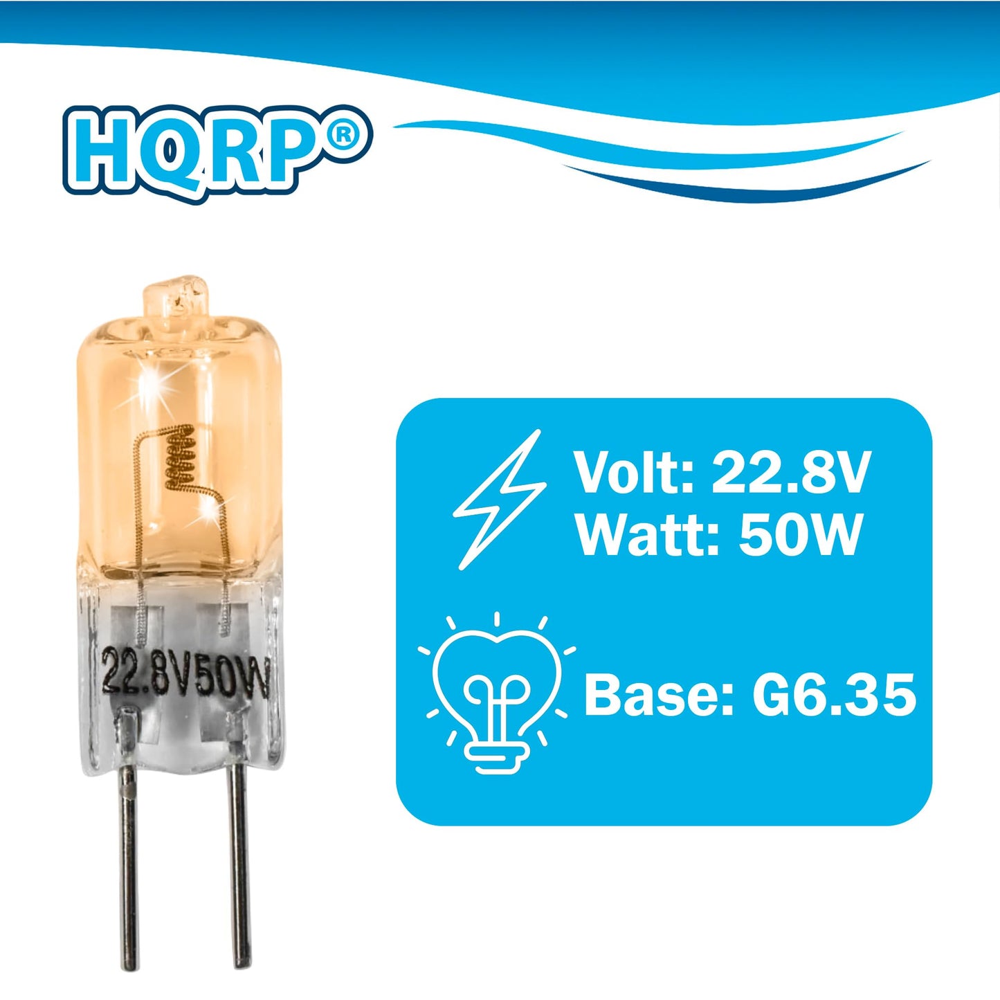 HQRP 4-Pack 22.8V 50W Halogen Bulb G6.35 Bipin Base Lamp Replacement for Hanaulux 018566, SIROLUX-F, Dr. Mach 67100201 fits Dr.Mach 380F, 380DF, 400F