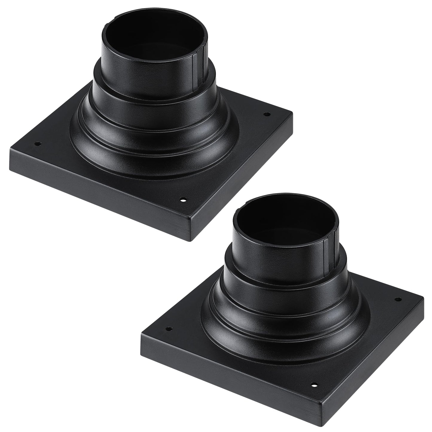 Faymart lighting 2-Pack Square Anchor Base for Post Mounted Outdoor Lamps Aluminum Alloy Pedestal Mount Base for Stone Walls, Matte Black 6x6 Post Cap