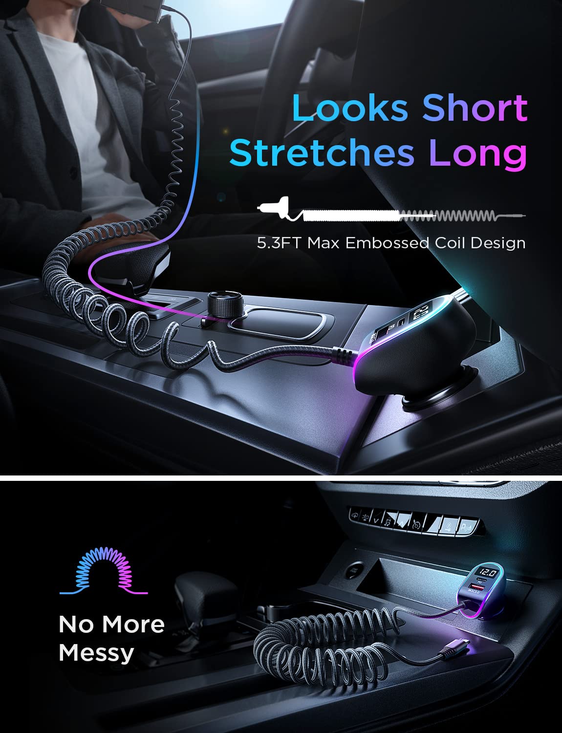 LISEN for iPhone 17 USB C 96W Super Fast Car Charger, PD&QC 3.0 with Cable Car Phone Charger Adapter for iPhone 16 15 14 Pro Max Plus, Samsung Galaxy