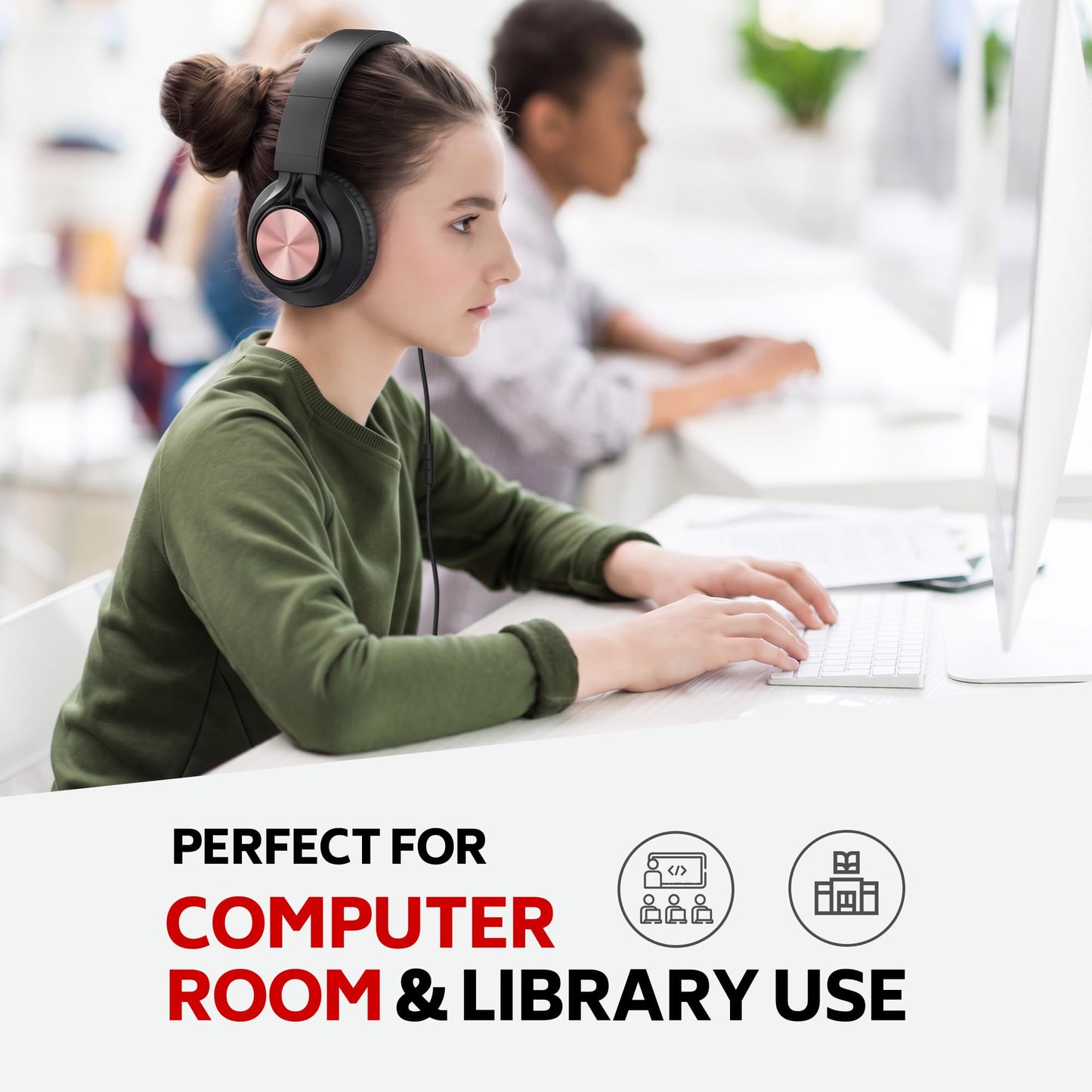 AILIHEN Kids Headphones with Microphone, School Headphones for K-12 Student