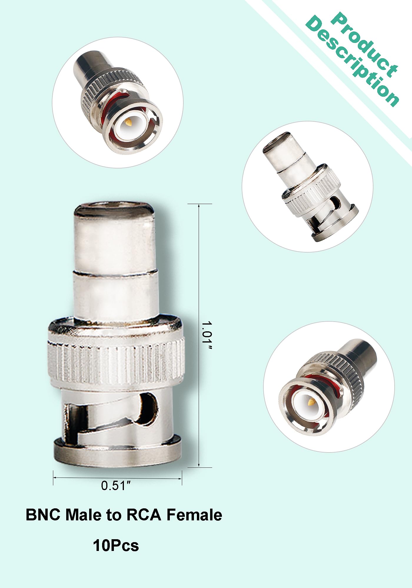 BNC to RCA Converter Adapter Set - 40 Pcs Coaxial Coax Cable Connectors Assortment - Male & Female BNC to RCA Coupler for CCTV Security Camera