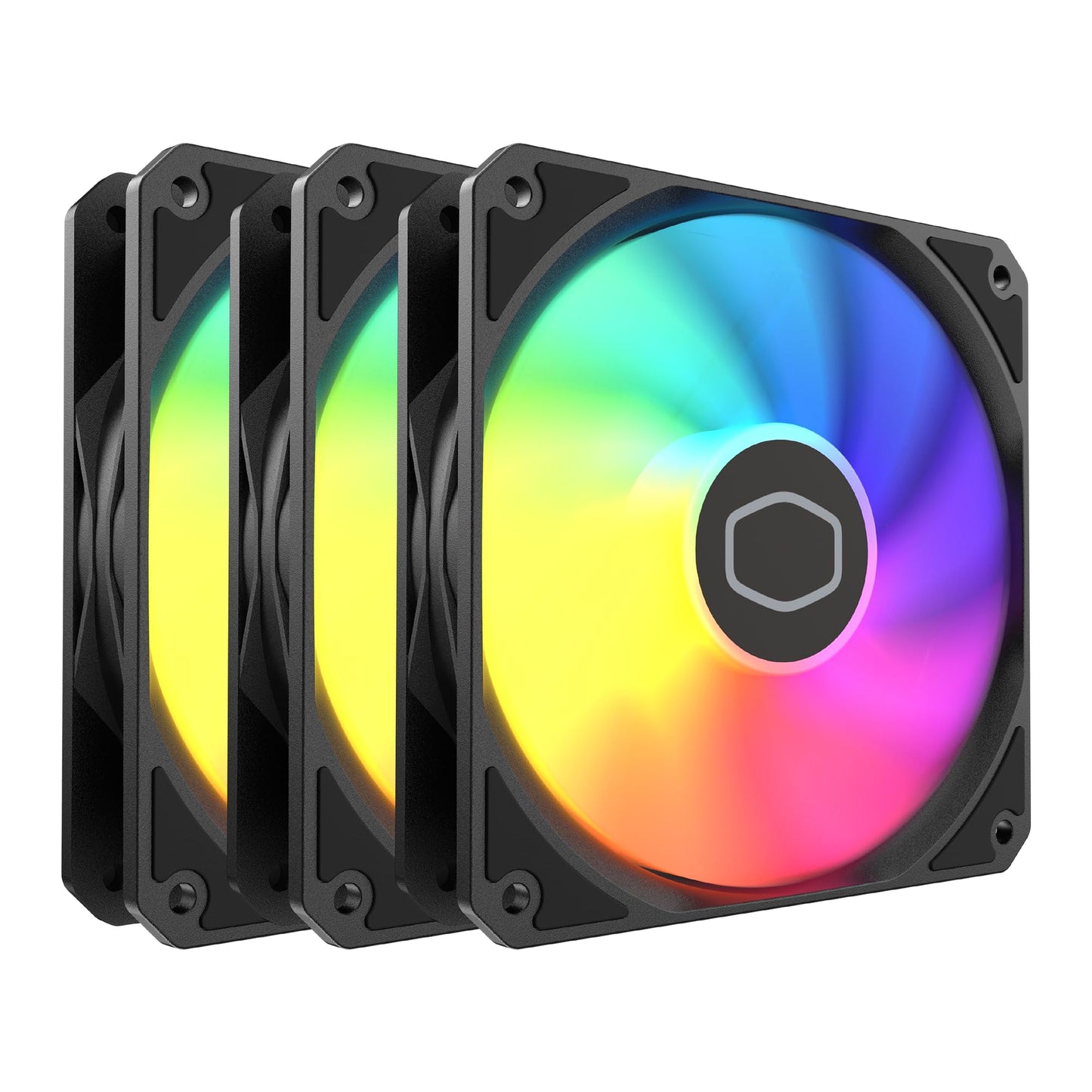 Cooler Master MF120 Lite 120mm PC Case Fan|Liquid Cooler|Air Cooler 3-Pack, 120mm aRGB Lighting, aRGB Splitter, Dynamic PWM 1,750 RPM, Air Balance