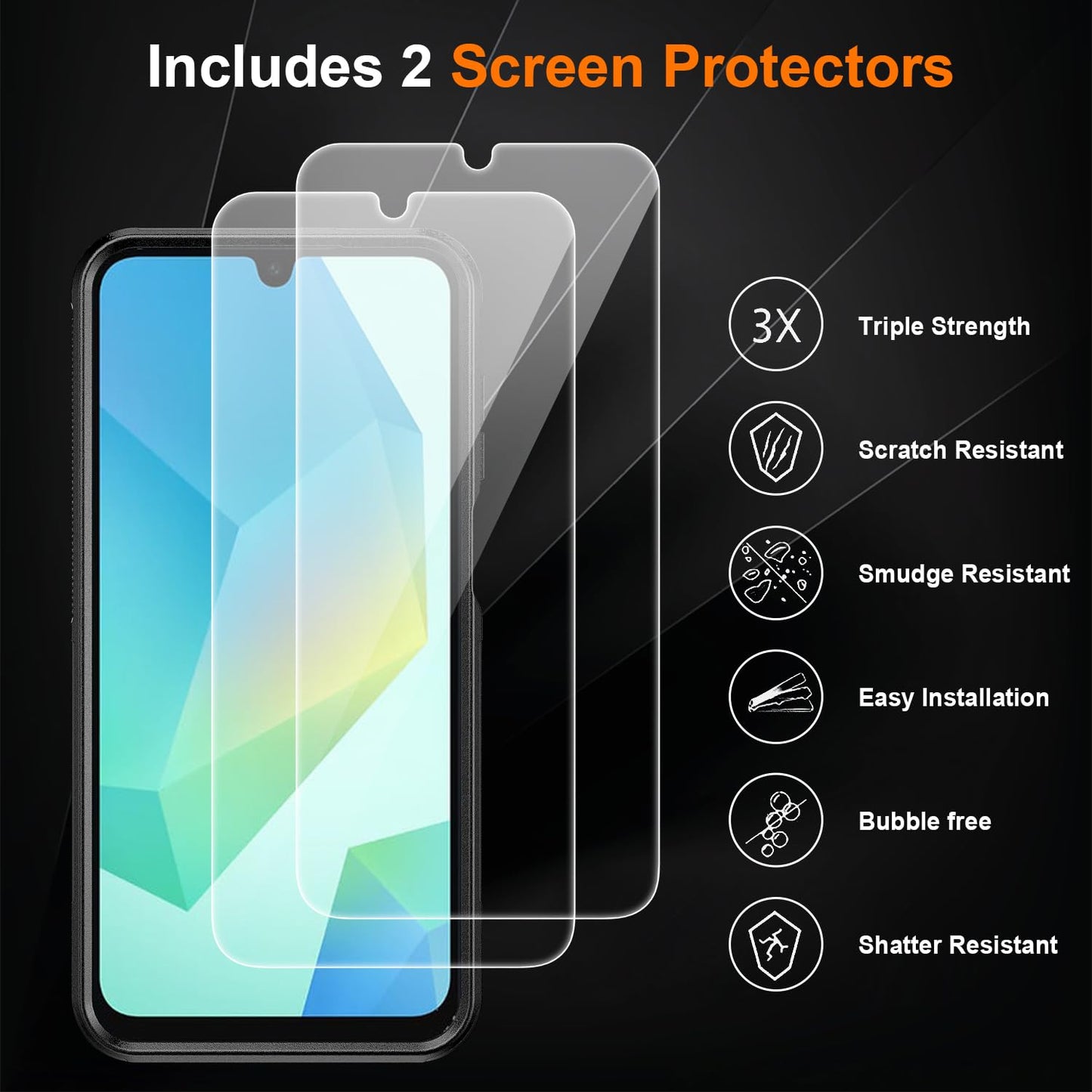 Ezanmull for Samsung Galaxy A16 5G Case with Slide Camera Cover + Screen Protector(2 Packs), Rotated Ring Kickstand Military Grade Shockproof
