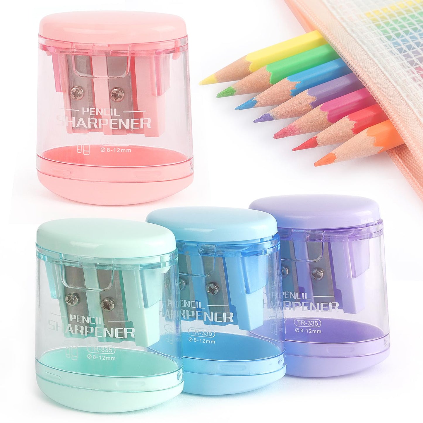 Tamaki Pencil Sharpeners Manual Dual Holes, 4 Pack