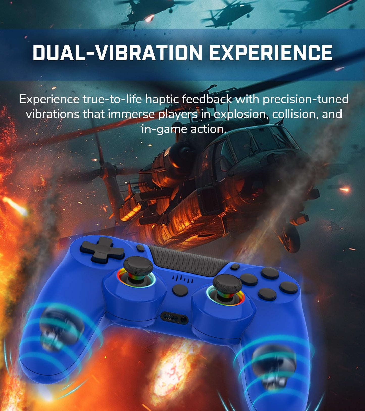 TJPD 2-Pack Wireless Controller for PS4/Pro/Slim & PC?2 Programmable Rear Buttons, RGB Lighting, 800mAh Battery, Dual Vibration, 6-Axis Gyro, Built-in