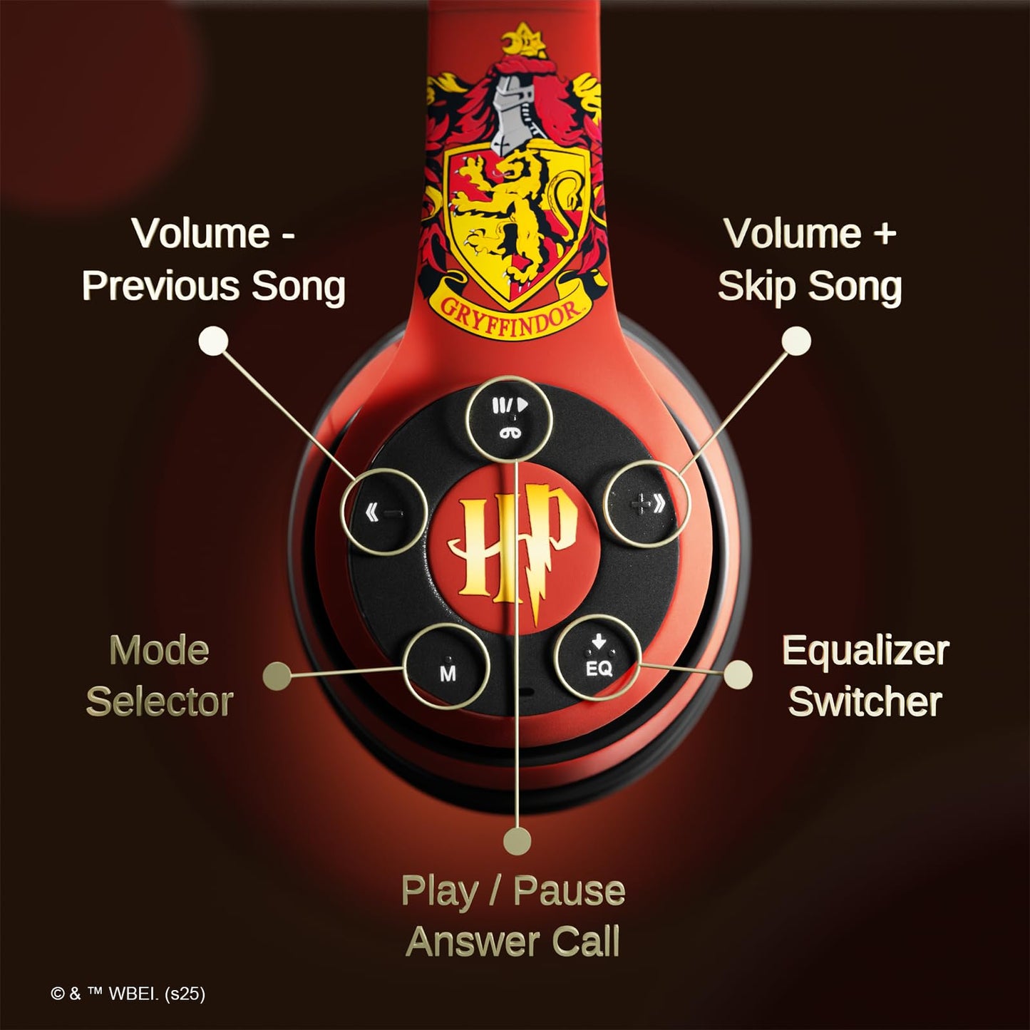 Harry Potter Gryffindor Bluetooth Headphones with Built in Mic | Officially Licensed Wireless Headphones, Foldable Headset | Harry Potter Gifts…