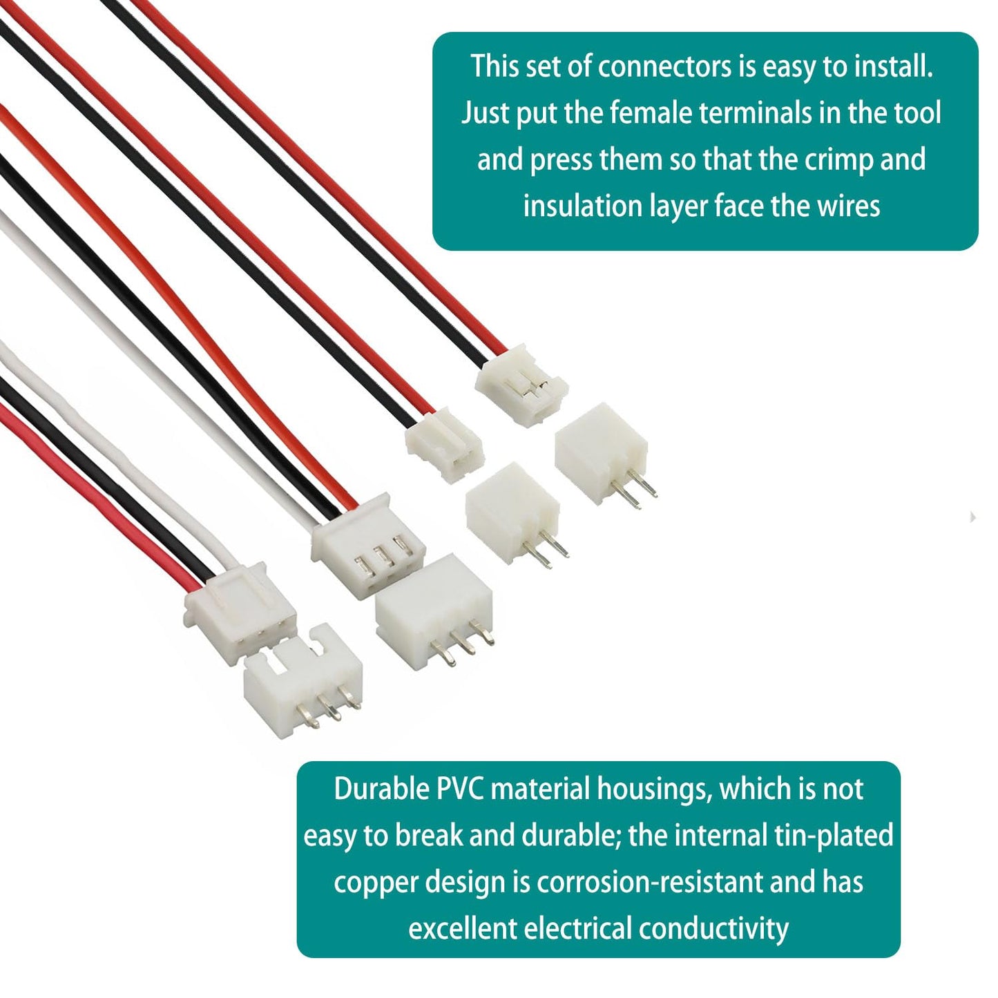 Raogoodcx 600Pcs 2.54mm JST-XHP 2/3 / 4/5 Pin housing and Male/Female Pin Head Connector Adapter Plug Set