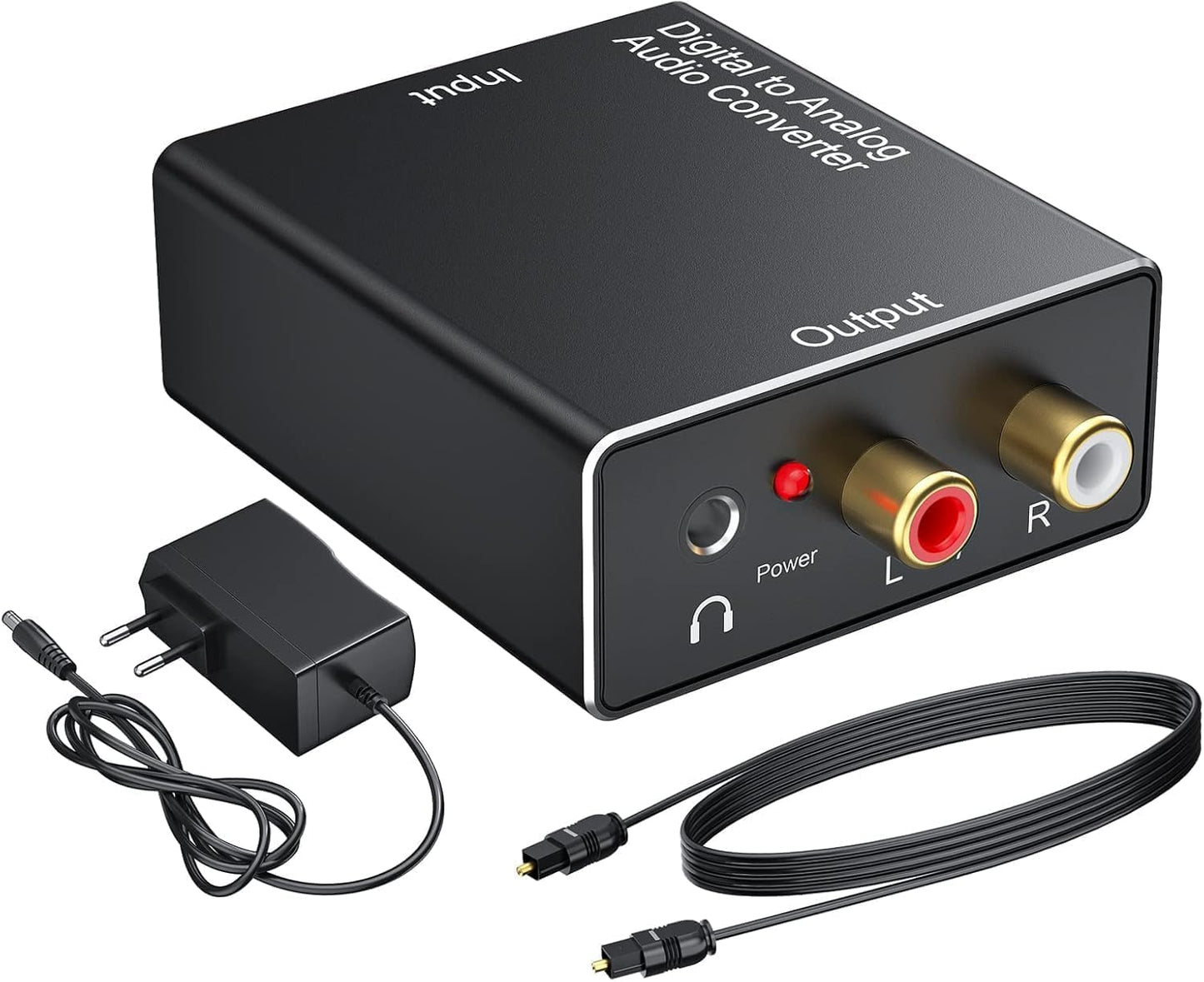 DA Converter Aluminum, 192KHz DAC Digital SPDIF Toslink to Analog Stereo Audio Converter with Optical Cable, R/L 3.5mm Jack, for PS3 PS4 Xbox HDTV
