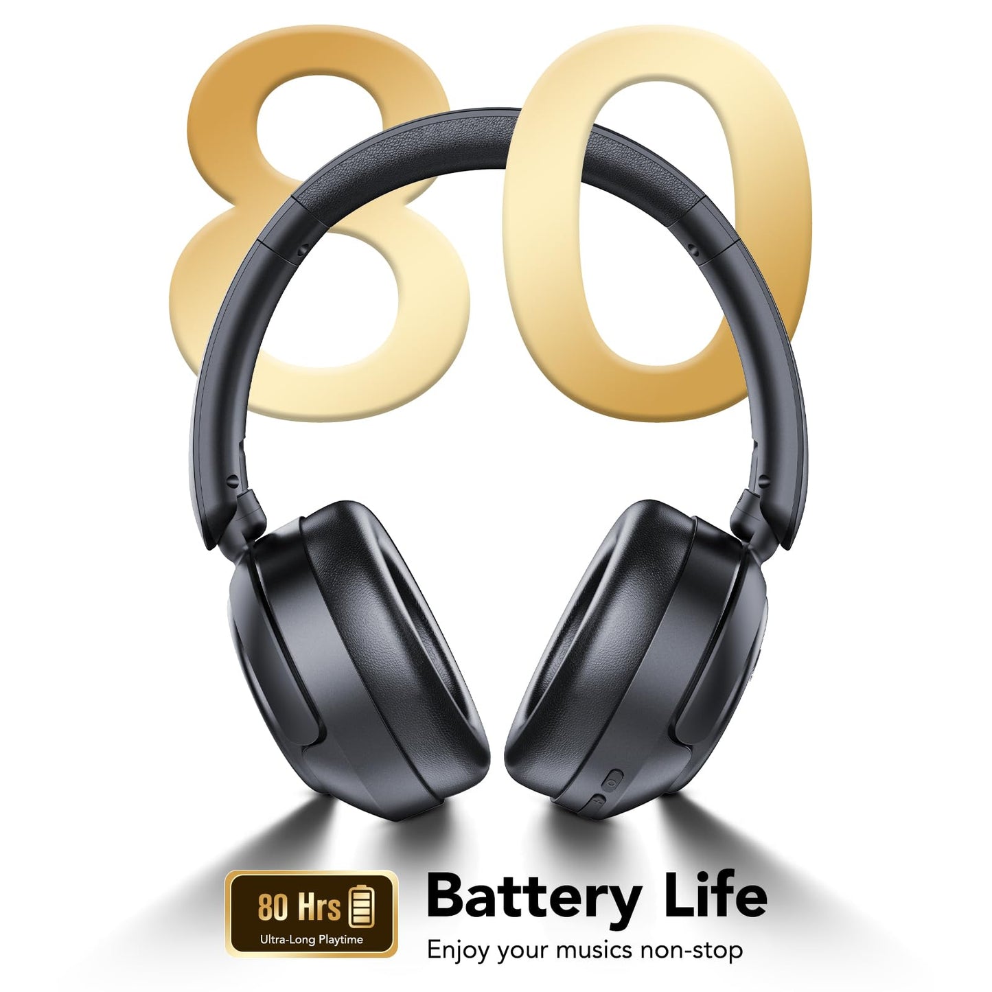 TIMU Hybrid Active Noise Cancelling Bluetooth Headphones, Wireless Over Ear Headphones with Bluetooth 5.4, 80H Playtime, Stereo Sound, 6 ENC Clear