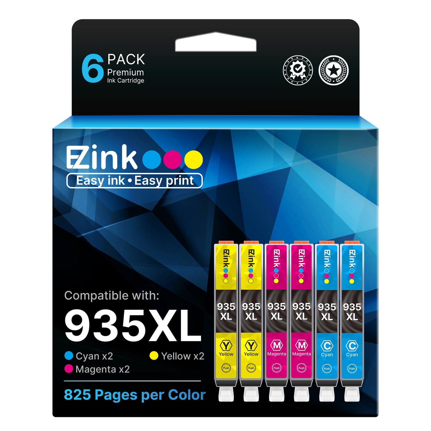 E-Z Ink Compatible Ink Cartridge Replacement for HP 935 935XL 935XL High Yield to use with HP Officejet 6812 6815 6230 6830 6200 6800 6822 6825 6835