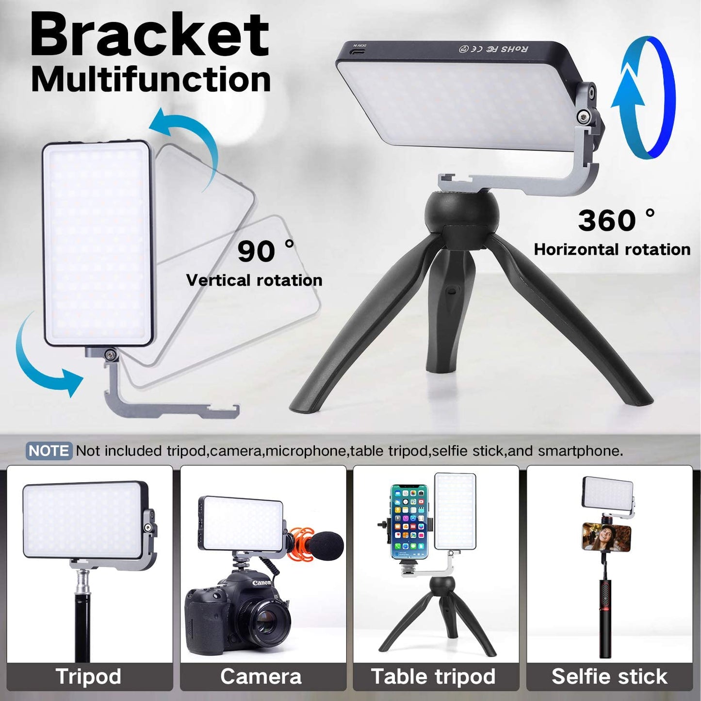 IVISII G2 Pocket RGB Camera Light,Built-in 7200mAh Rechargeable Battery 360°Full Color Gamut 9 Light Effects,2600-10000K LED Video Light Panel