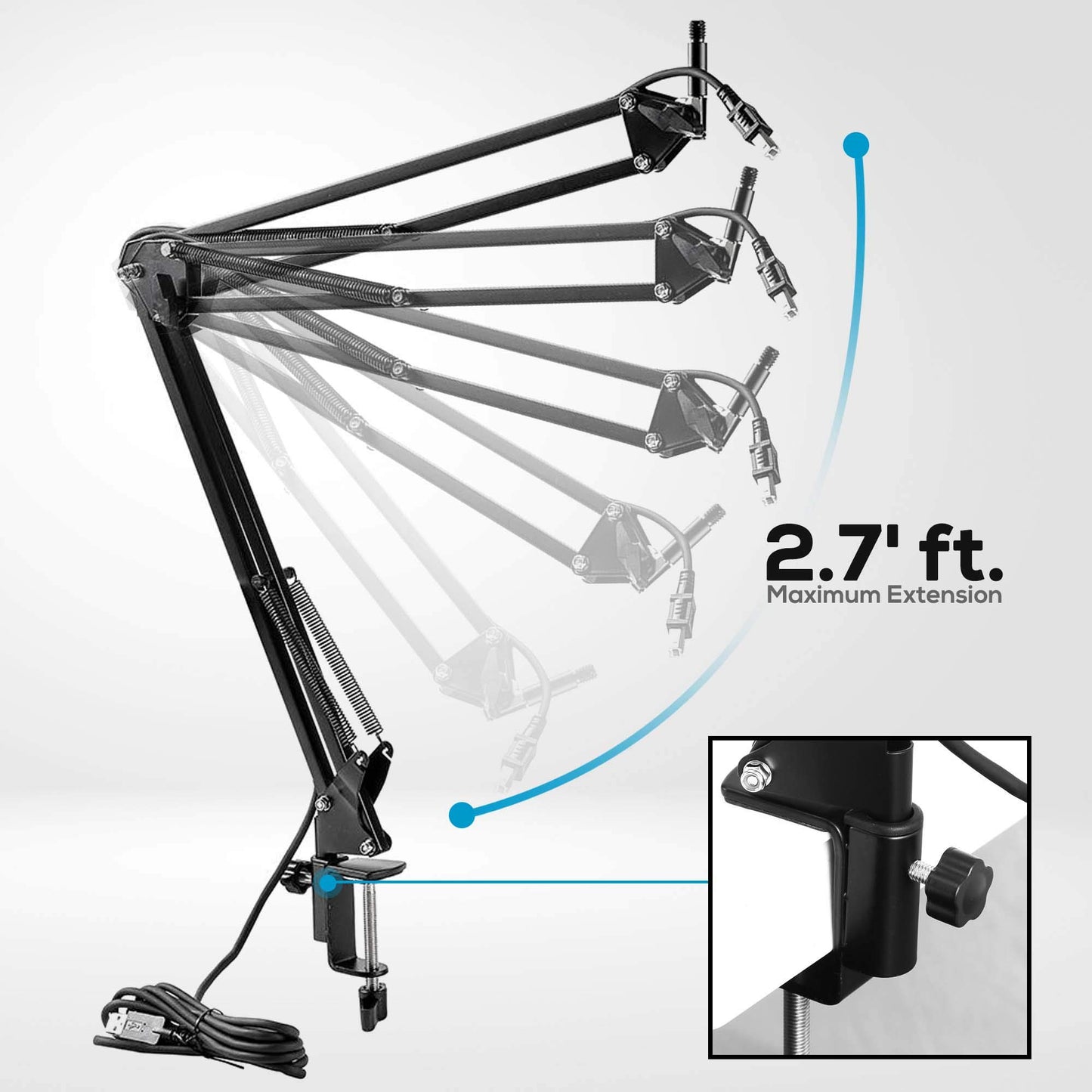 Sound Around Soul Inscriptions Press USB Suspension Boom Microphone Stand-Adjustable Compact USB Microphone Arm Stand,Durable Steel for Radio