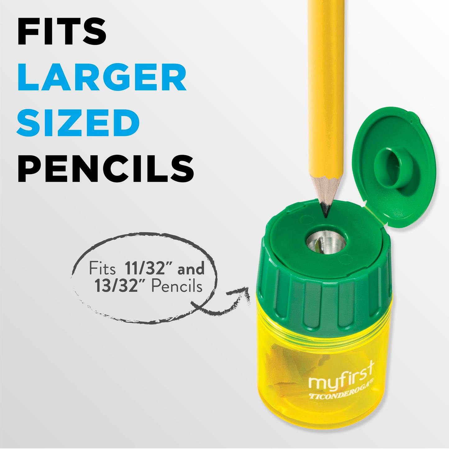 Ticonderoga My First Pencil Sharpener, 1 Hole, Large Barrel, Yellow/Green