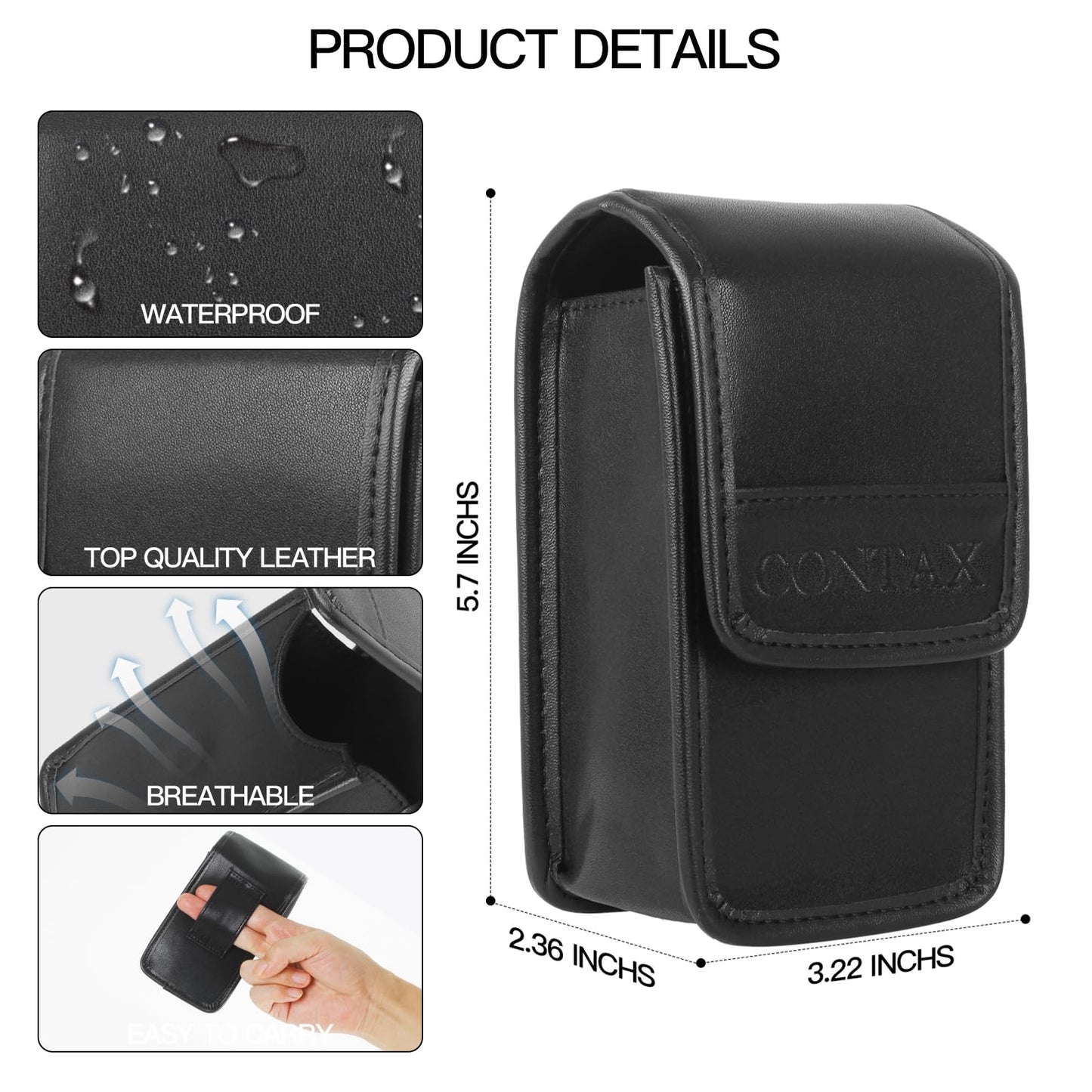 eTone Leather Camera Case Pouch Protective Bag Black For Contax TVS