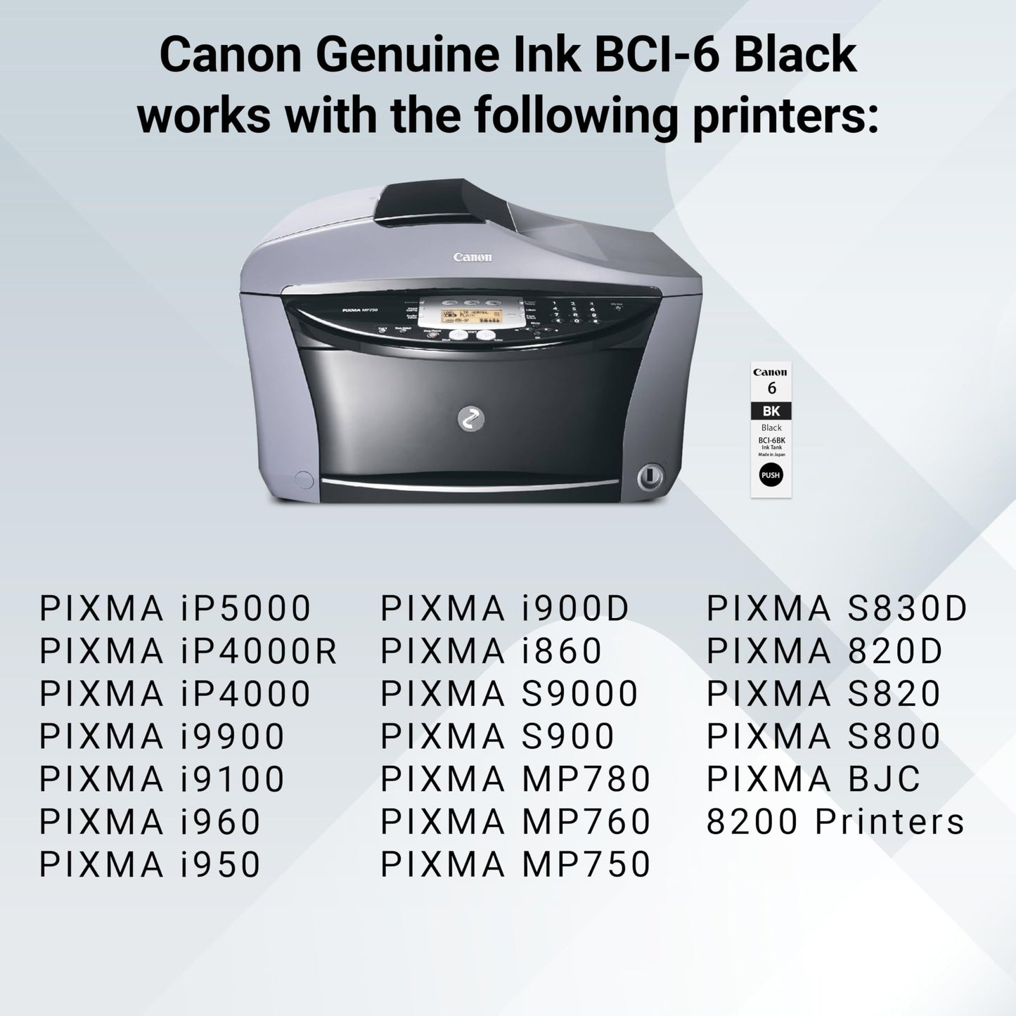 Canon BCI-6 Genuine Black Ink Tank , Compatible with iP5000, iP4000R, iP4000, i9900, i9100, i960, i950, i900D, i860, S9000, S900, MP780, MP760, MP750