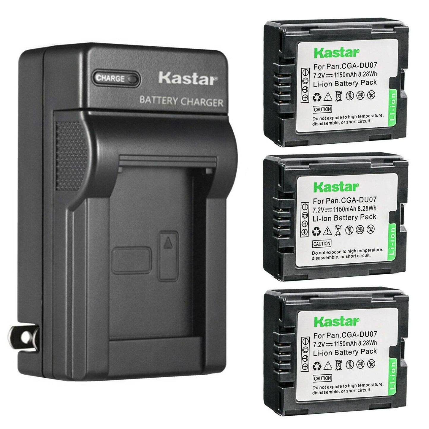 Kastar 3-Pack Battery and AC Wall Charger Replacement for Panasonic VDR-D220, VDR-D230, VDR-D250, VDR-D258, VDR-D300, VDR-D308, VDR-D310, VDR-D400