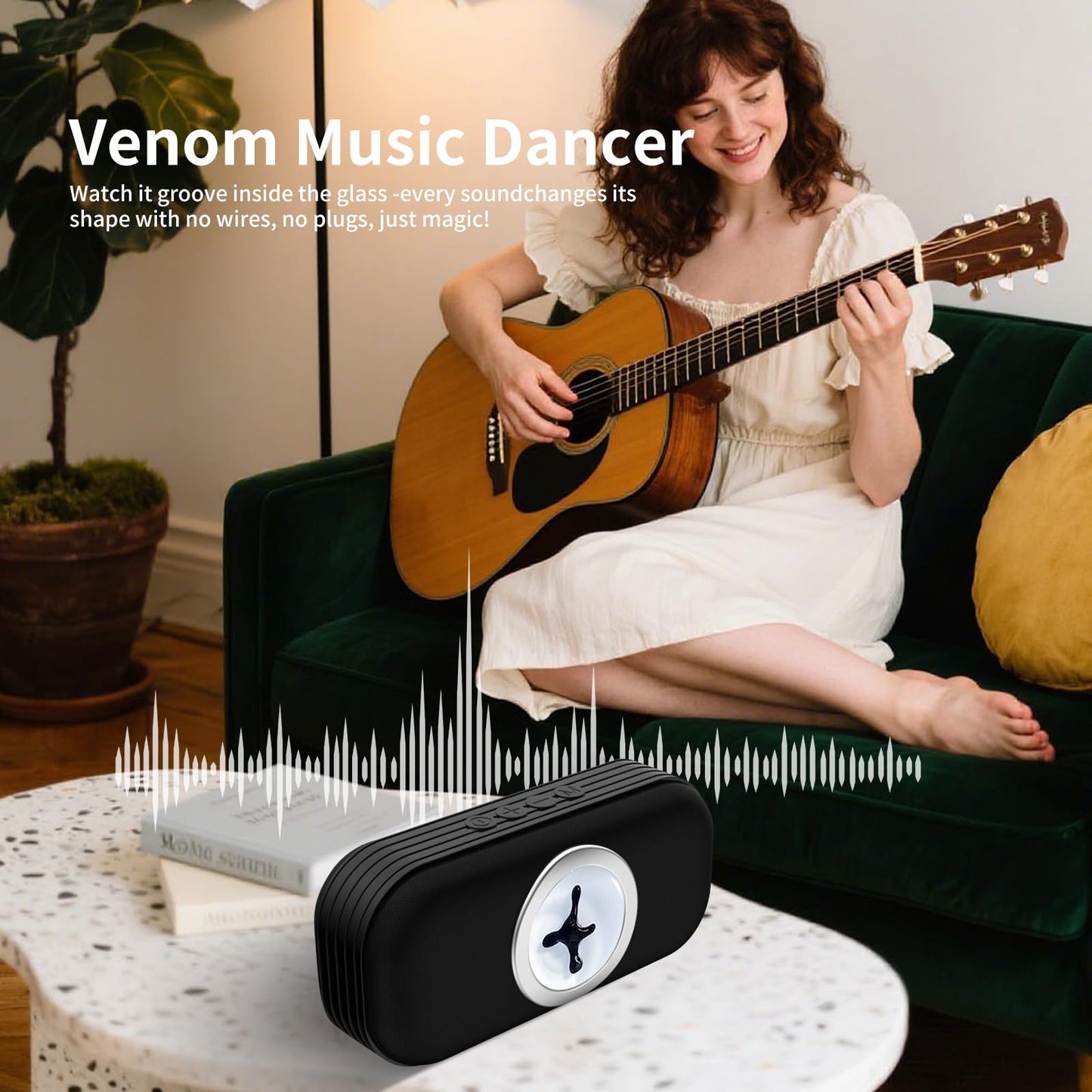 ZenFrekvens Ferrofluid Bluetooth Speaker 5.3?Dancing Sound Sensitive Music Audio Visualizer?Magnetic Fluid Venom Music Mate?Desk Display for Table