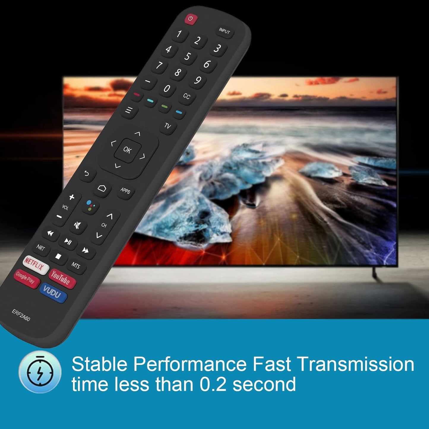 Replacement Remote Control ERF2A60 for Hisense Smart TV 4K 55H6570F 65H6570 65H8F 55H9020F 55H9030F 65H9F 55H9F 75H8G 55Q8G 55Q8G 65Q8G 43H6570F