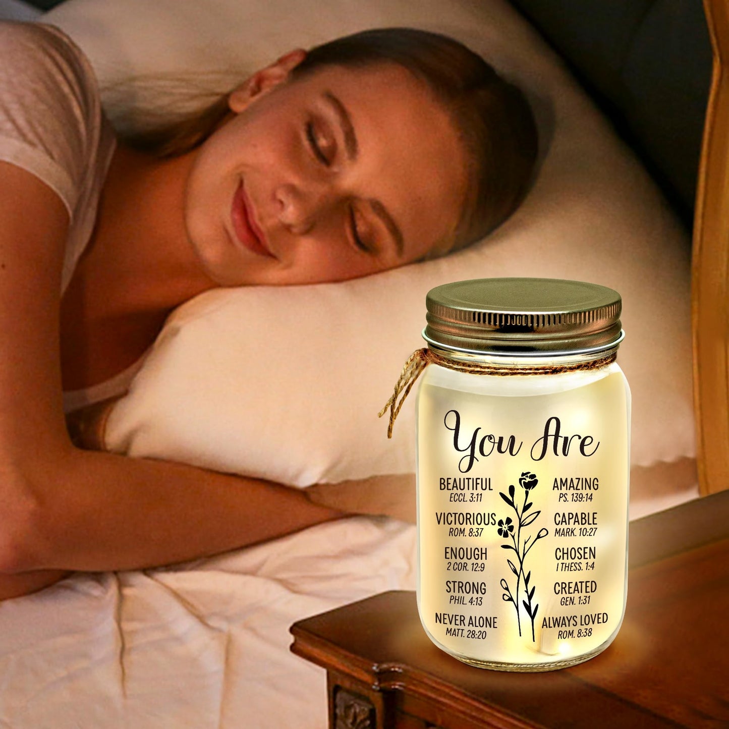Kenon Mason Jar Night Light Gift for Friend, Birthday Day Gifts for Women, Home Decoration Lights, Personalized Night Light Birthday Mothers Day