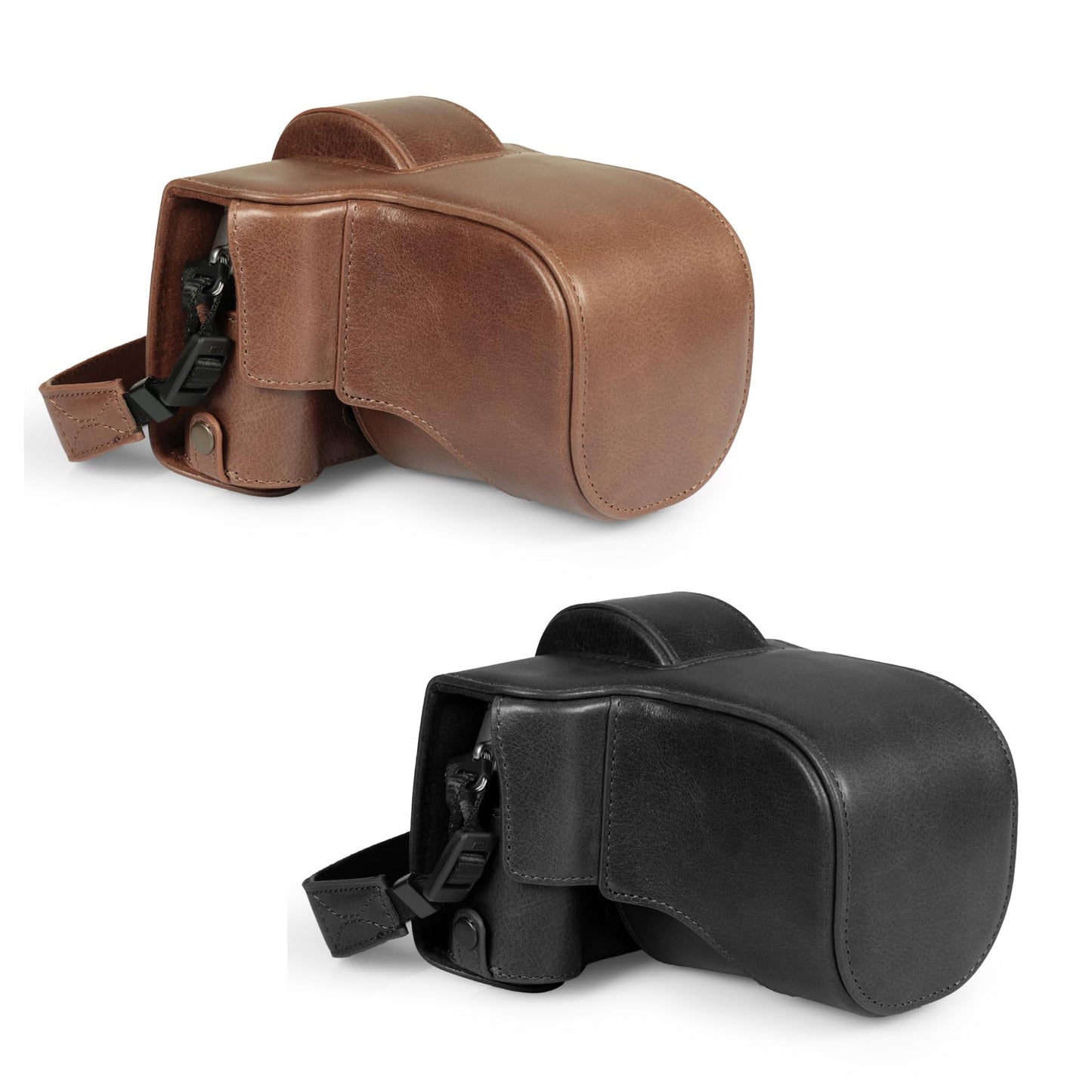 MegaGear Genuine Leather Camera Case for Fujifilm X-T50 (16-50mm & 18-55mm)- Stylish and Protective - Brown