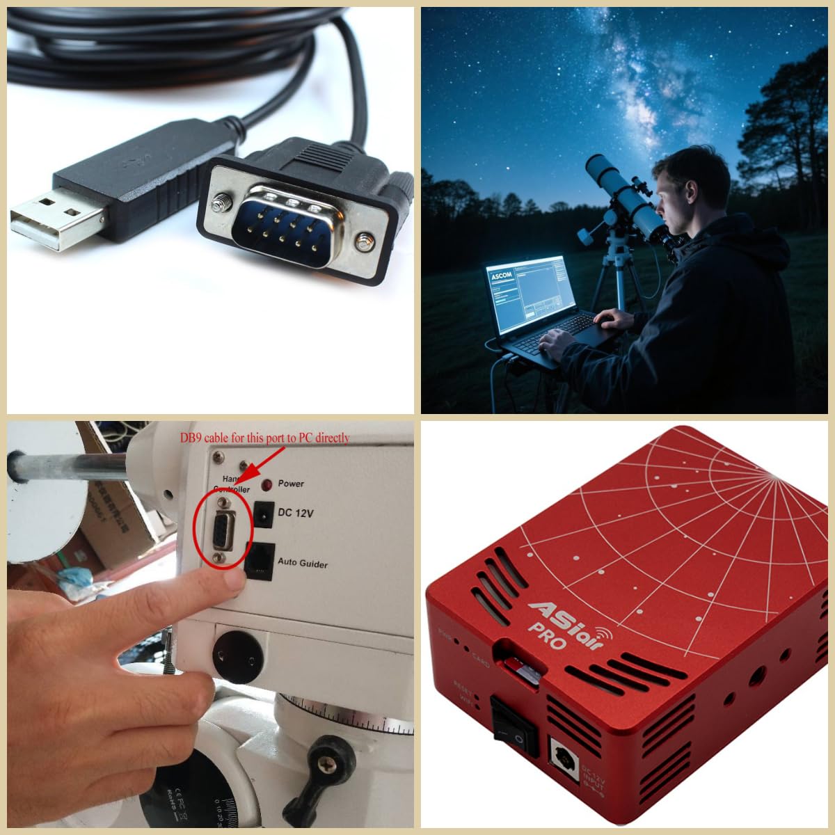 Washinglee USB to DB9 Control Cable for Skywatcher EQ6 and NEQ6 Mount, for Orion Atlas EQ-G Mount. 6 FT